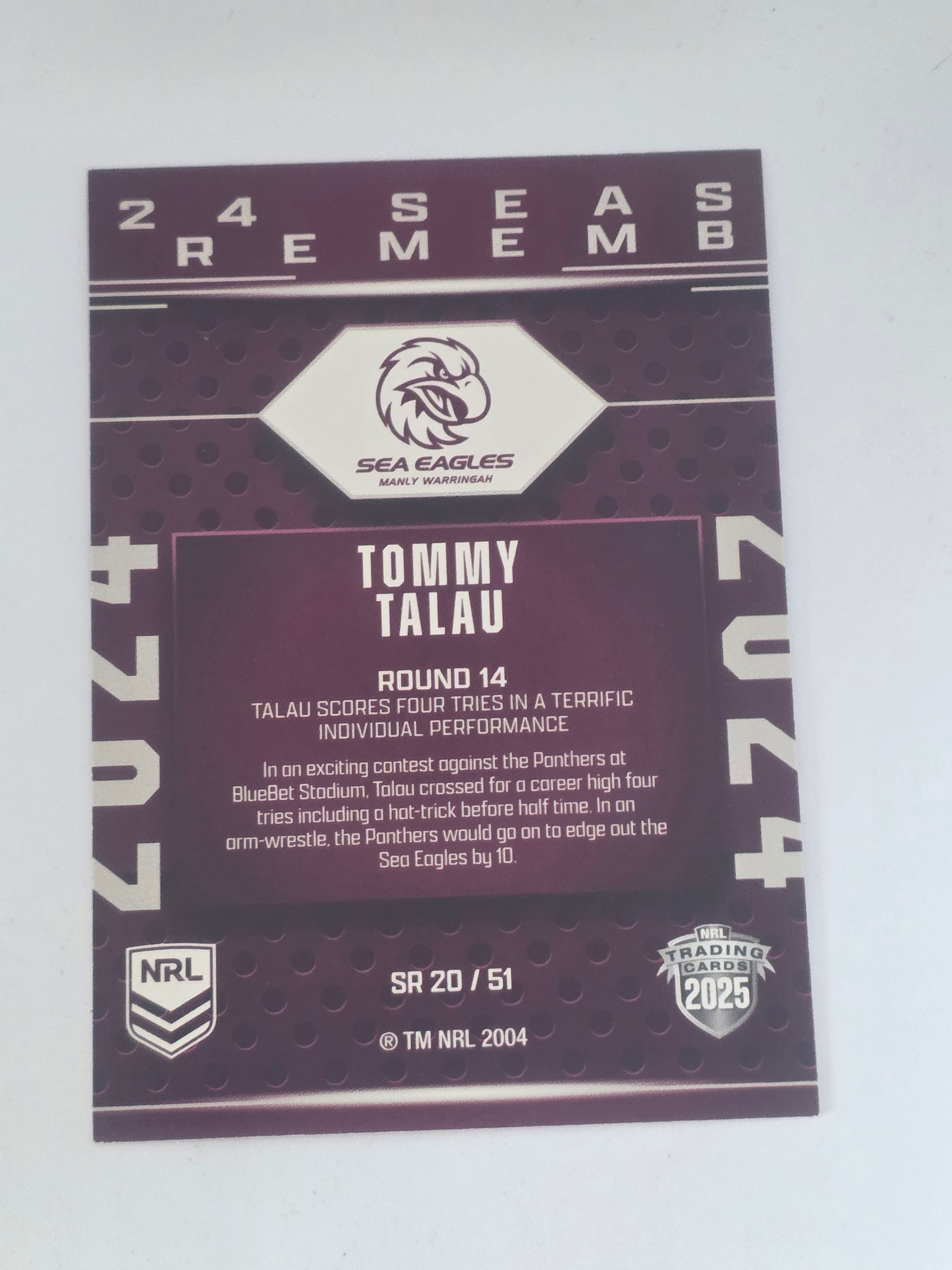 NRL 2025 Traders | 2024 Season to Remember | #SR20 | Tommy Talau | Sea-Eagles