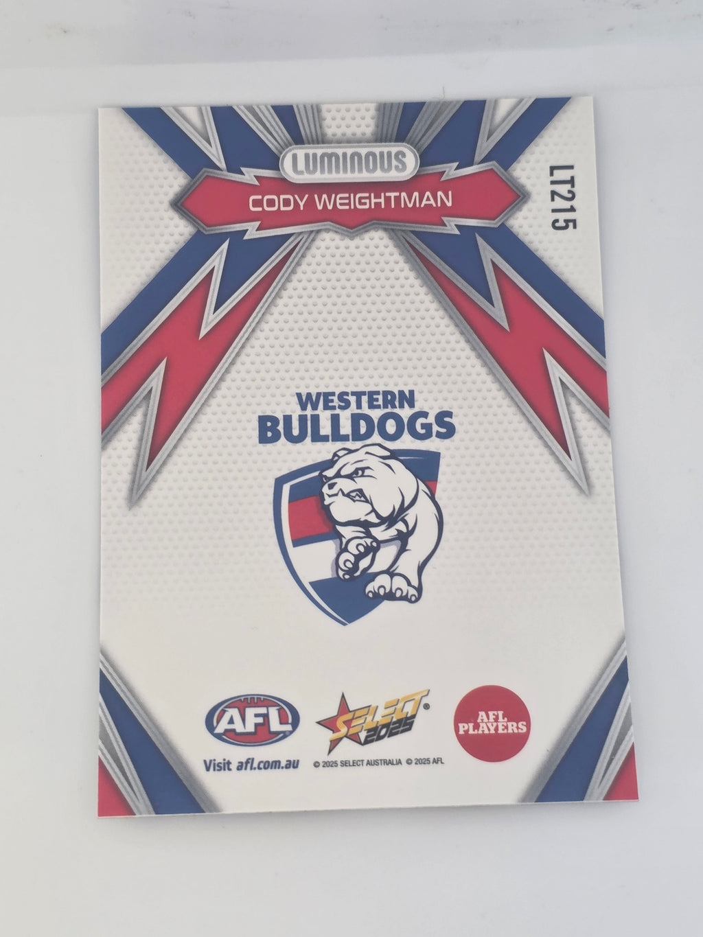 AFL Footy Stars 2025 | Luminous Thunderbolt | #LT215 | C. Weightman | Bulldogs