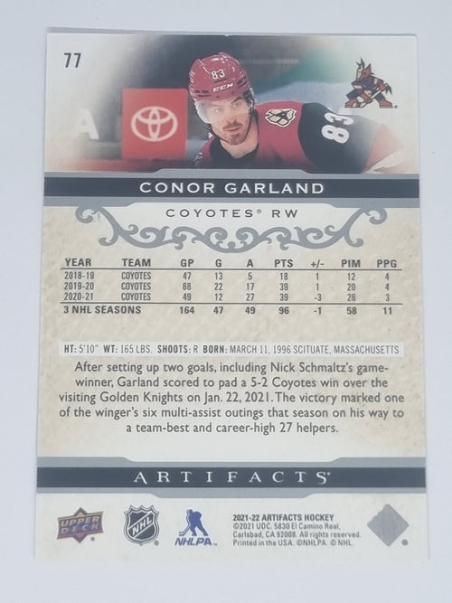2021-22 Hockey Artifacts - #77 - Conor Garland - Coyotes