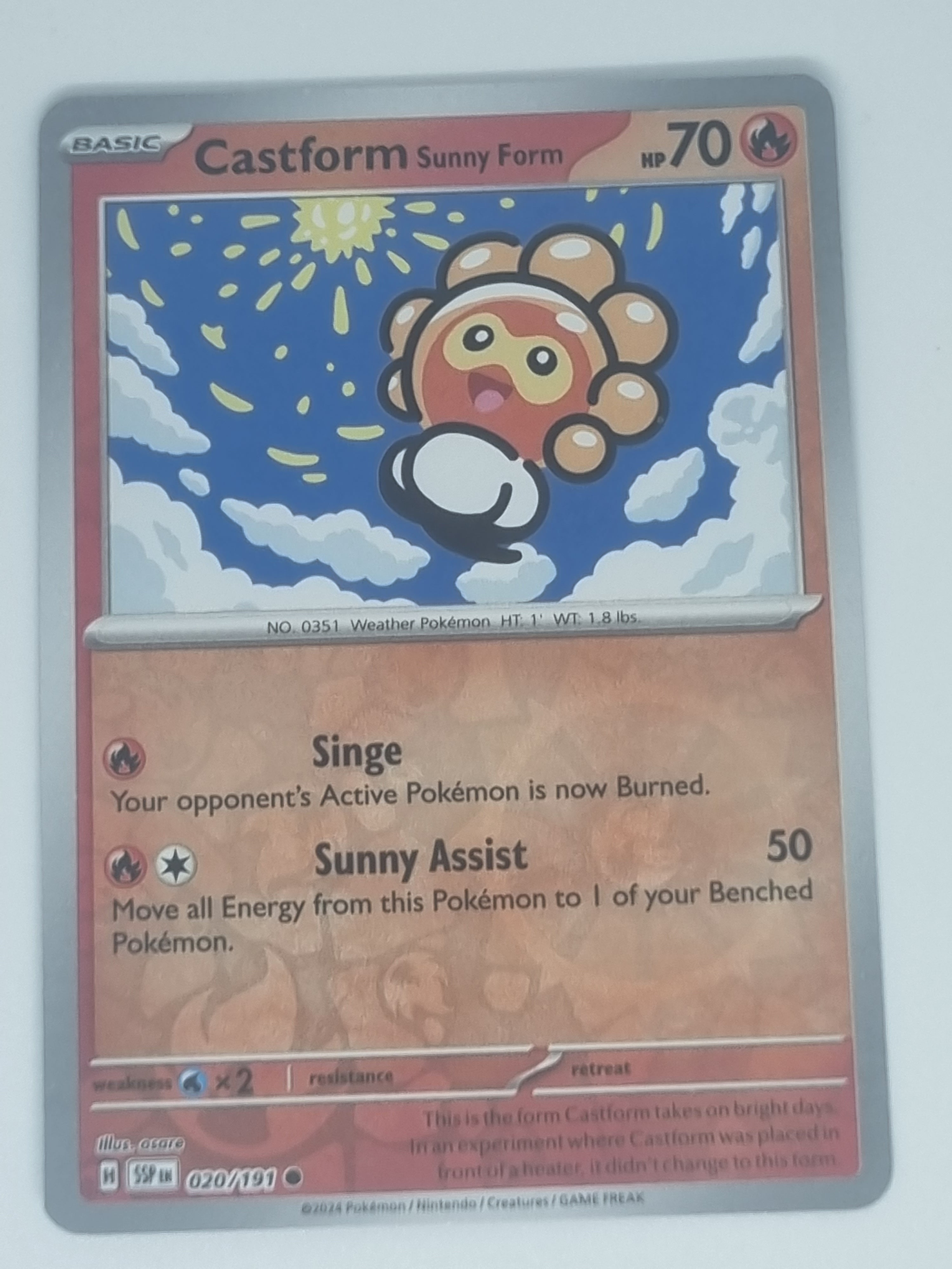 Pokemon TCG - Surging Sparks - 020/191 - Reverse Holo Castform Sunny Form Common