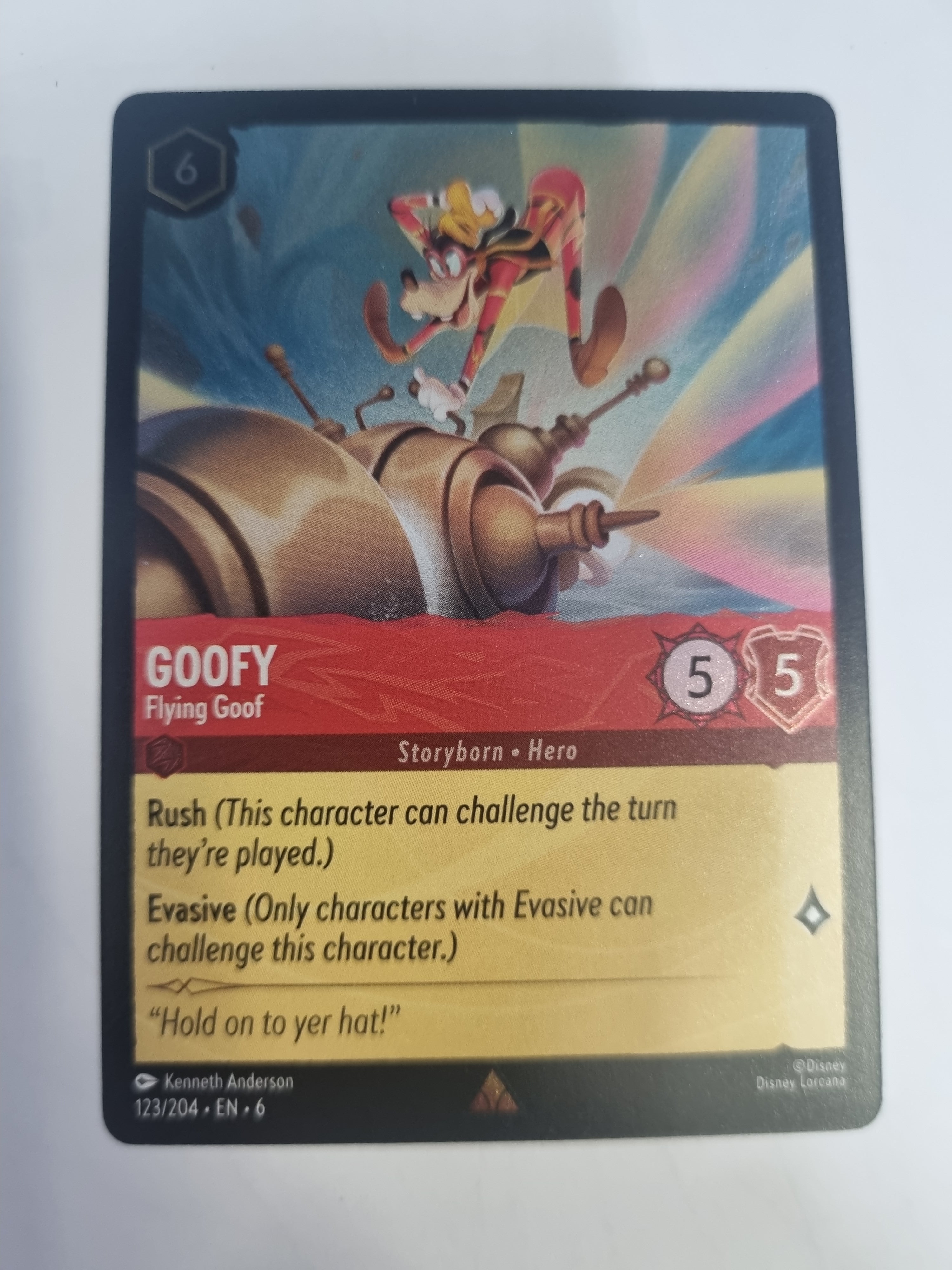 Lorcana Azurite Sea - COLDFOIL - Goofy - Flying Fool - #123/204 - Rare