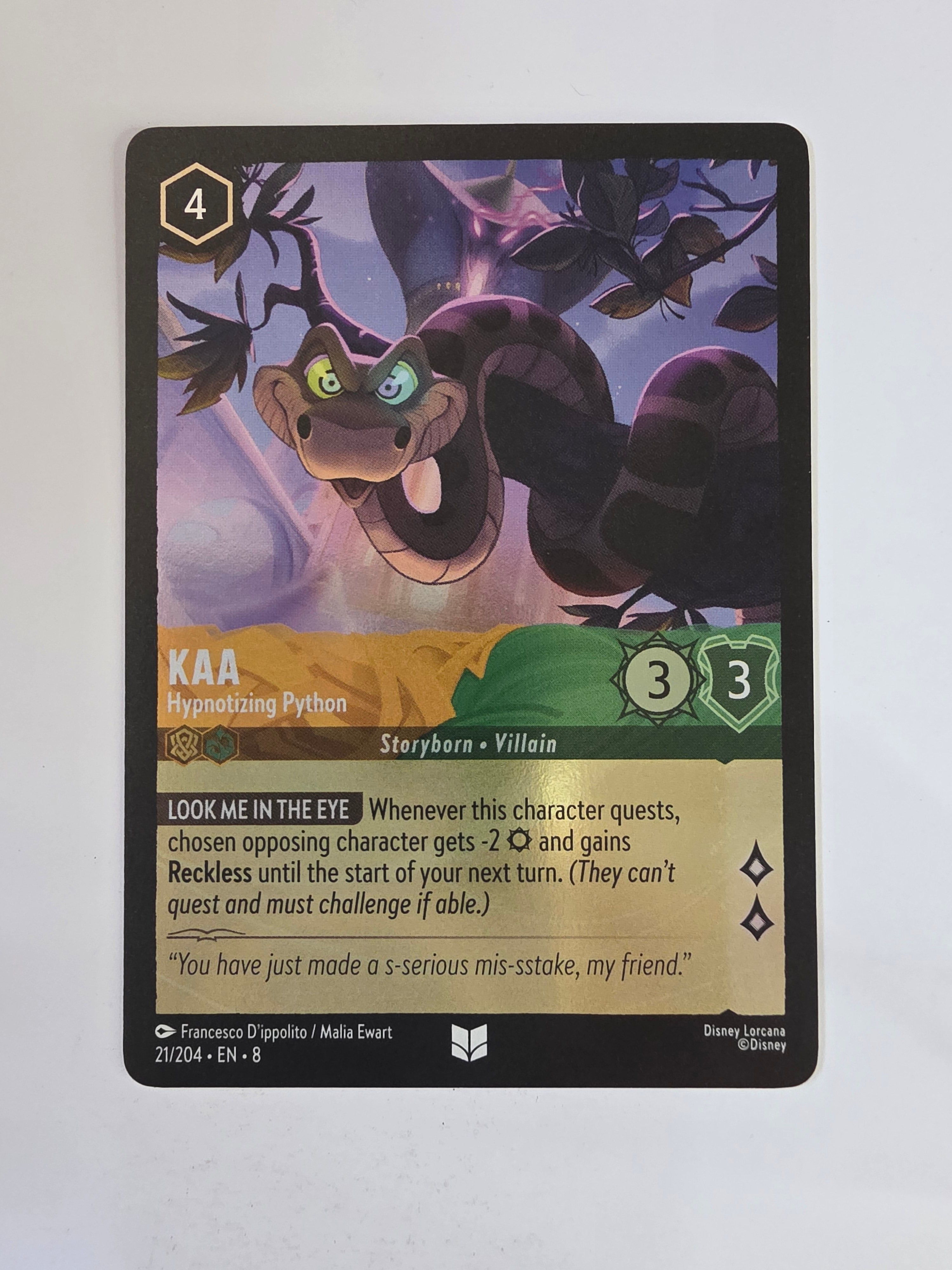 Disney Lorcana Reign of Jafar | Coldfoil | Kaa Hypnotizing Python | #021 | Uncommon