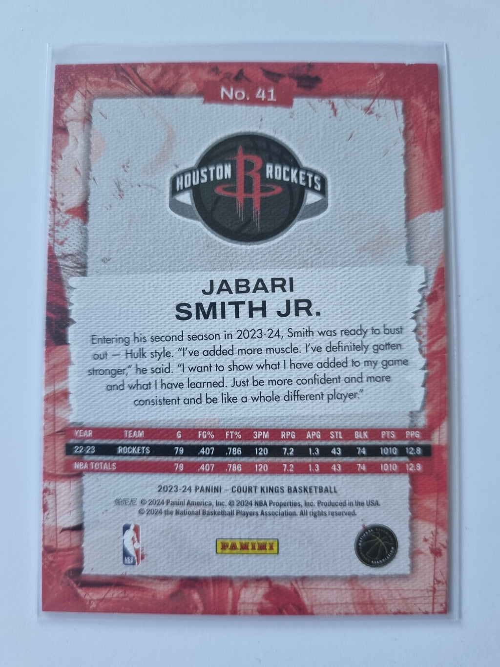 2023-24 Panini Court Kings - #41 - Jabari Smith Jr. - Houston Rockets