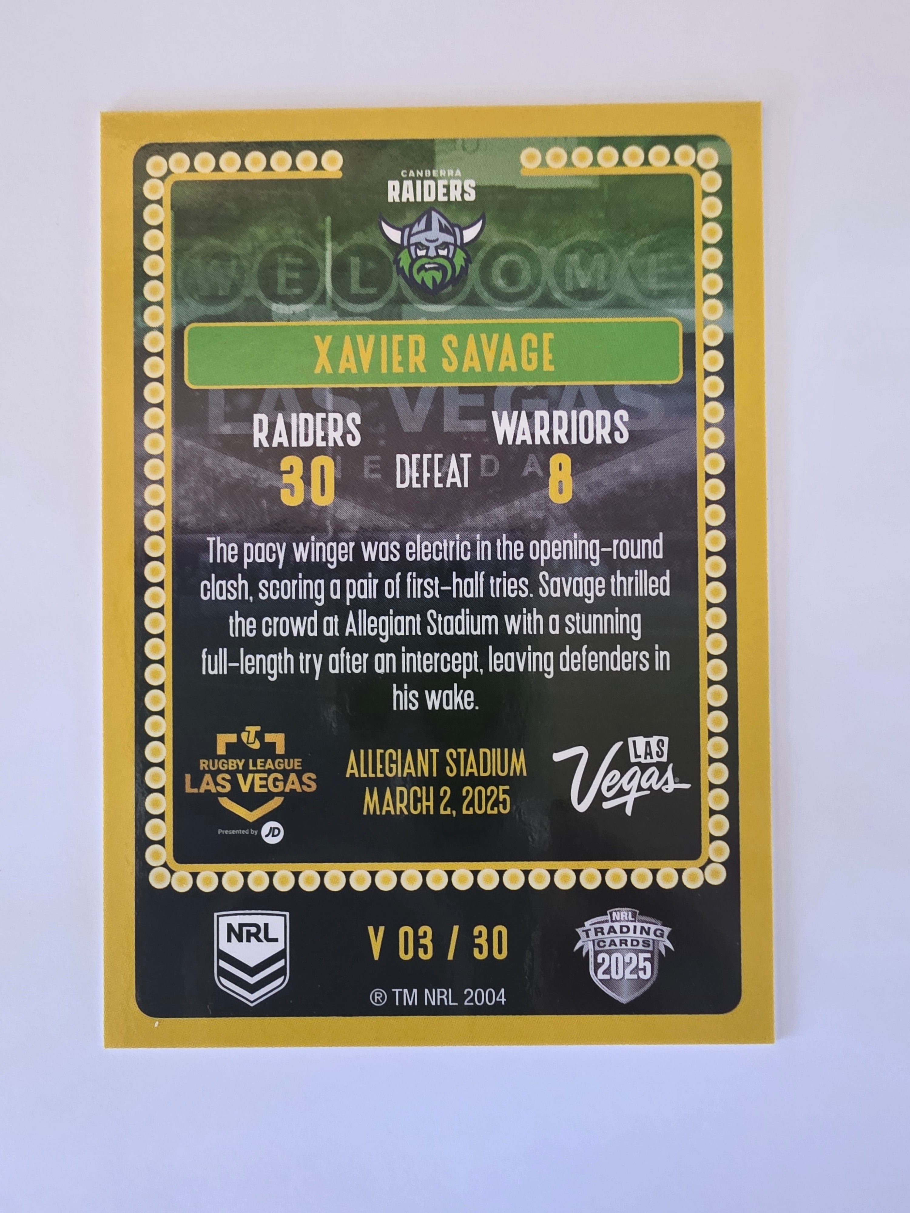 NRL 2025 Elite | 2025 Vegas Round | #V03 | Xavier Savage | Raiders