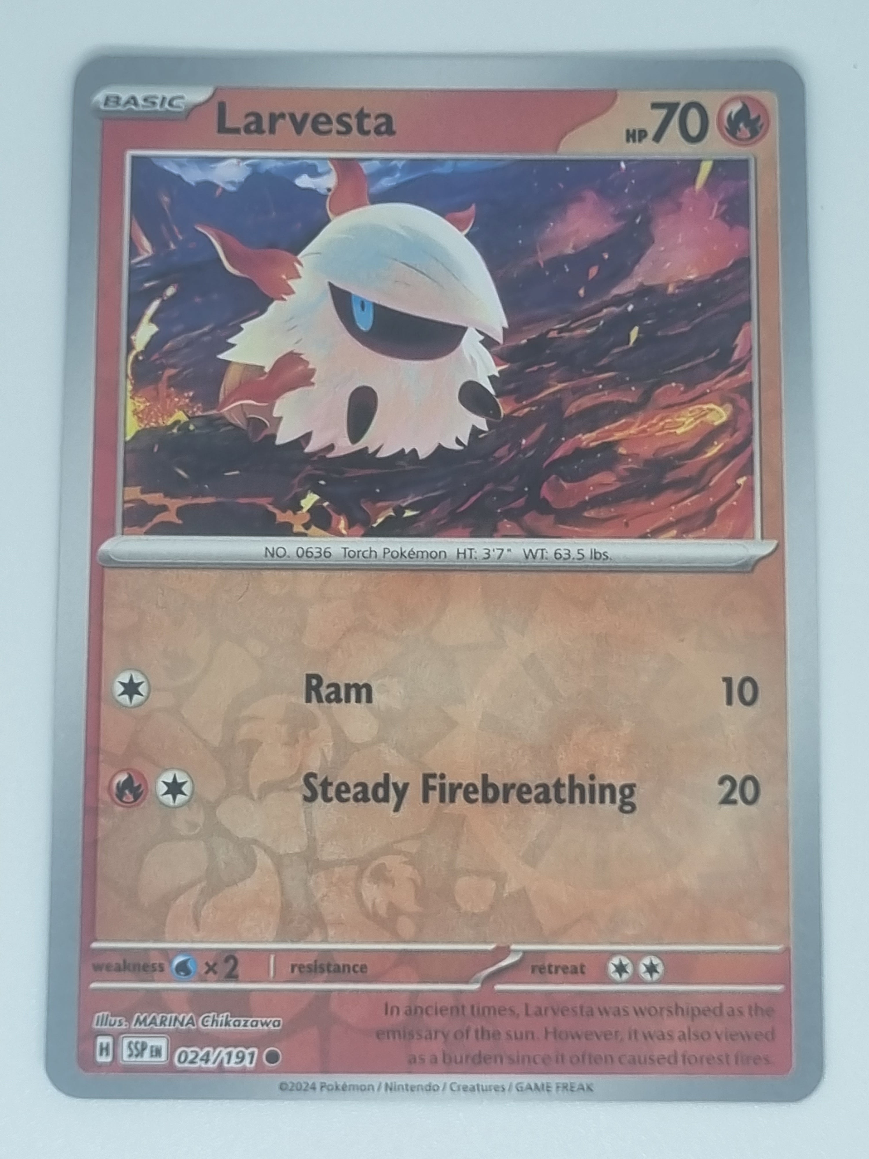 Pokemon TCG - Surging Sparks - #024/191 - Reverse Holo - Larvesta - Common