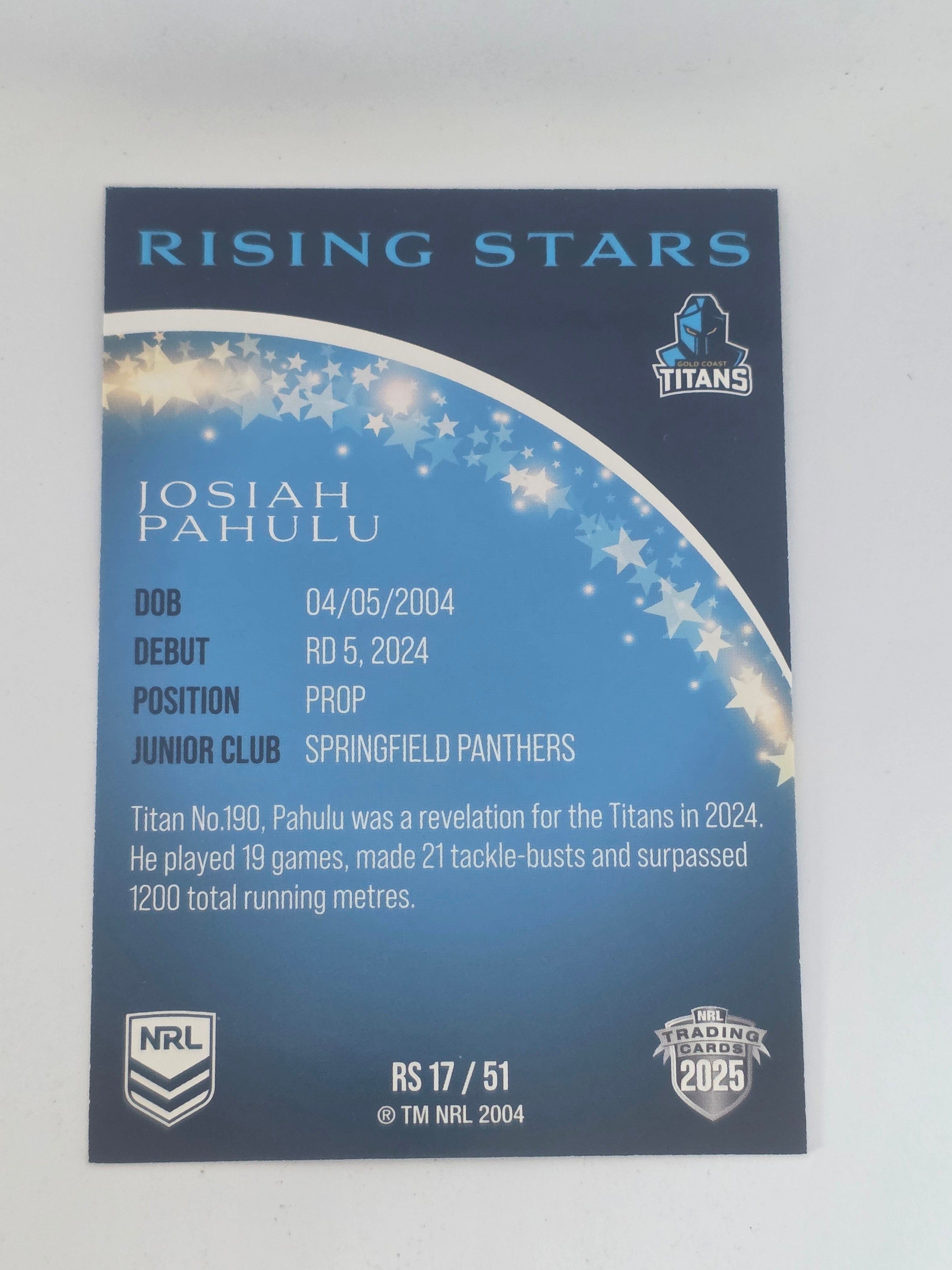 NRL 2025 Traders | Rising Stars | #RS17 | Josiah Pahulu | Titans