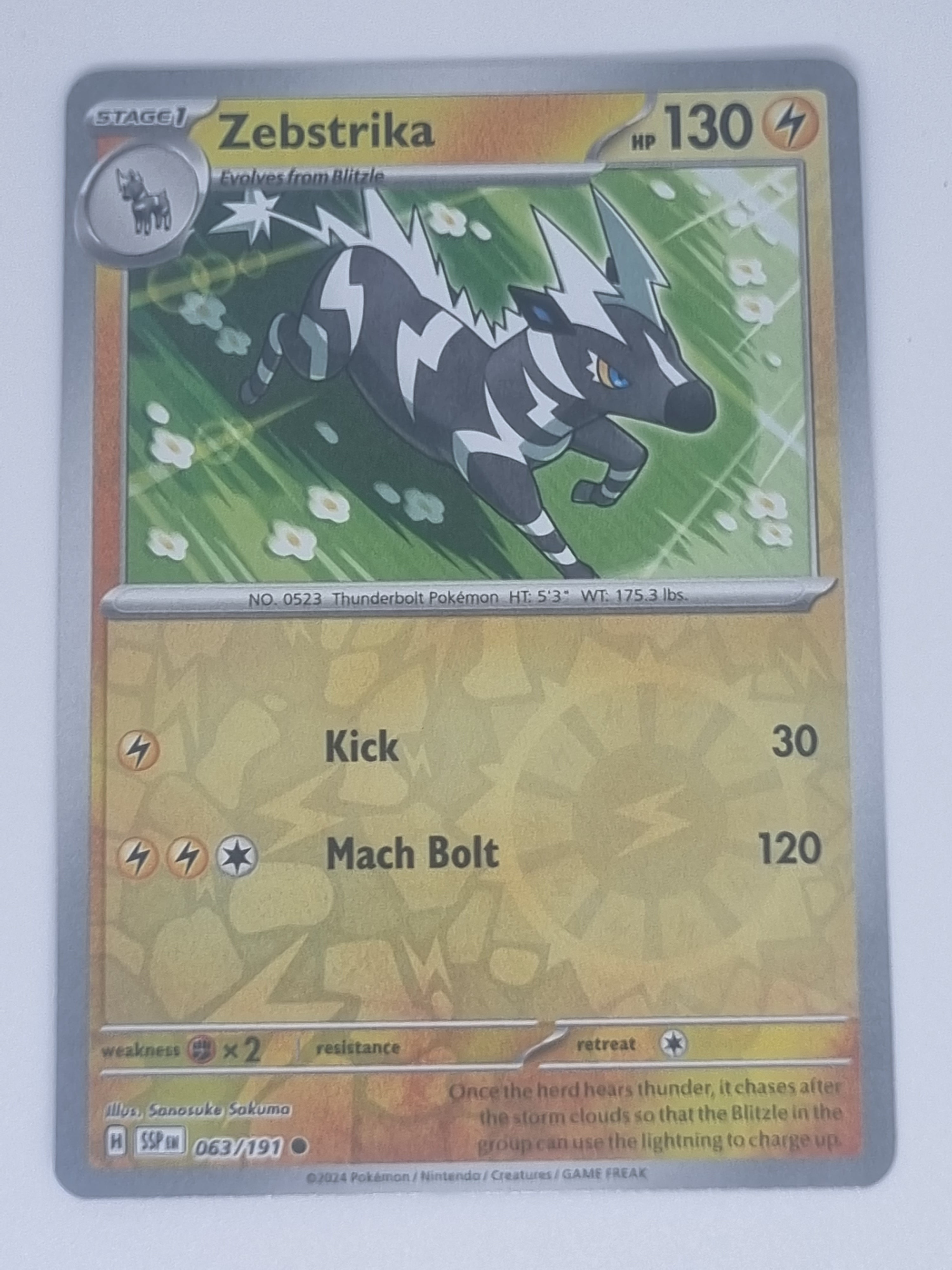 Pokemon TCG - Surging Sparks - #063/191 - Reverse Holo - Zebstrika - Common