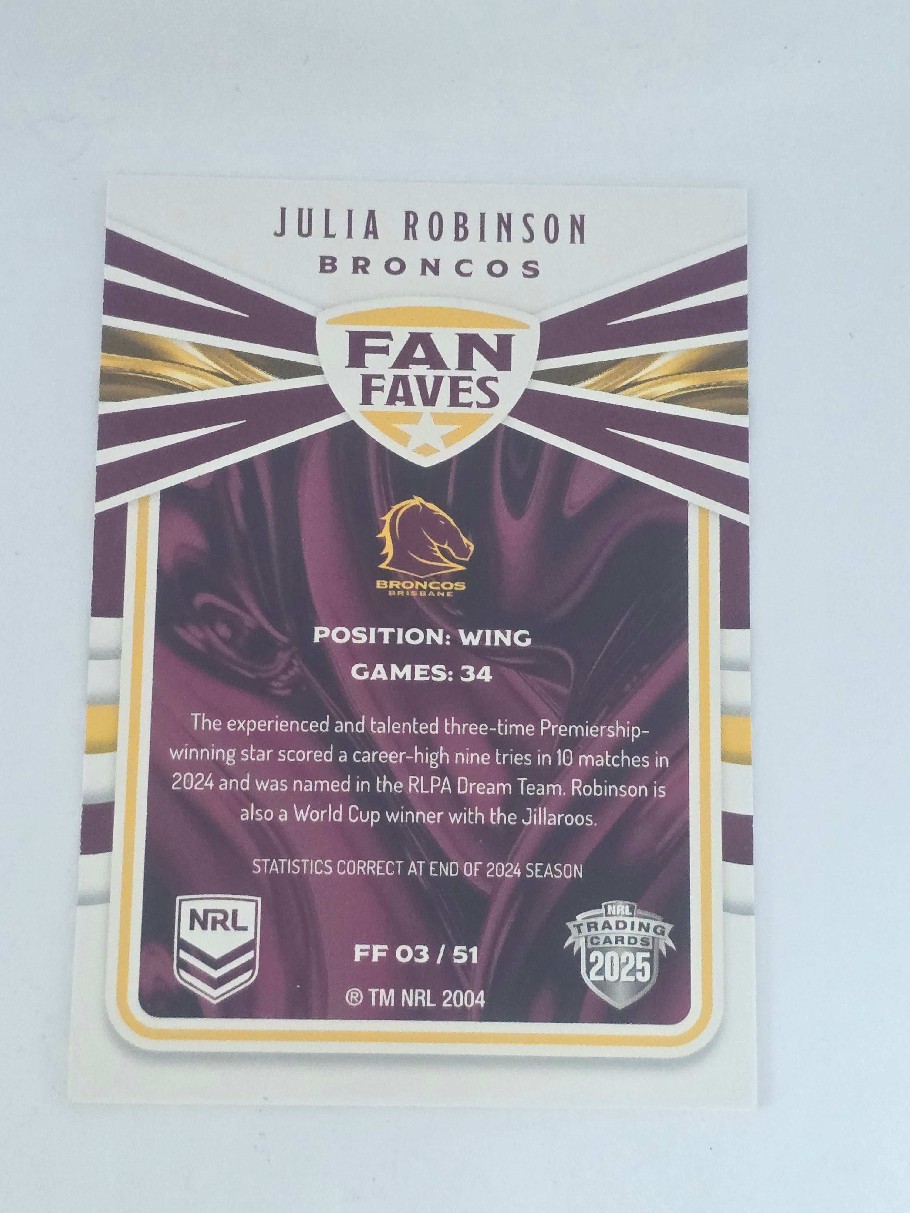 NRL 2025 Traders | Fan Favourites | #FF3 | Julia Robinson | Broncos