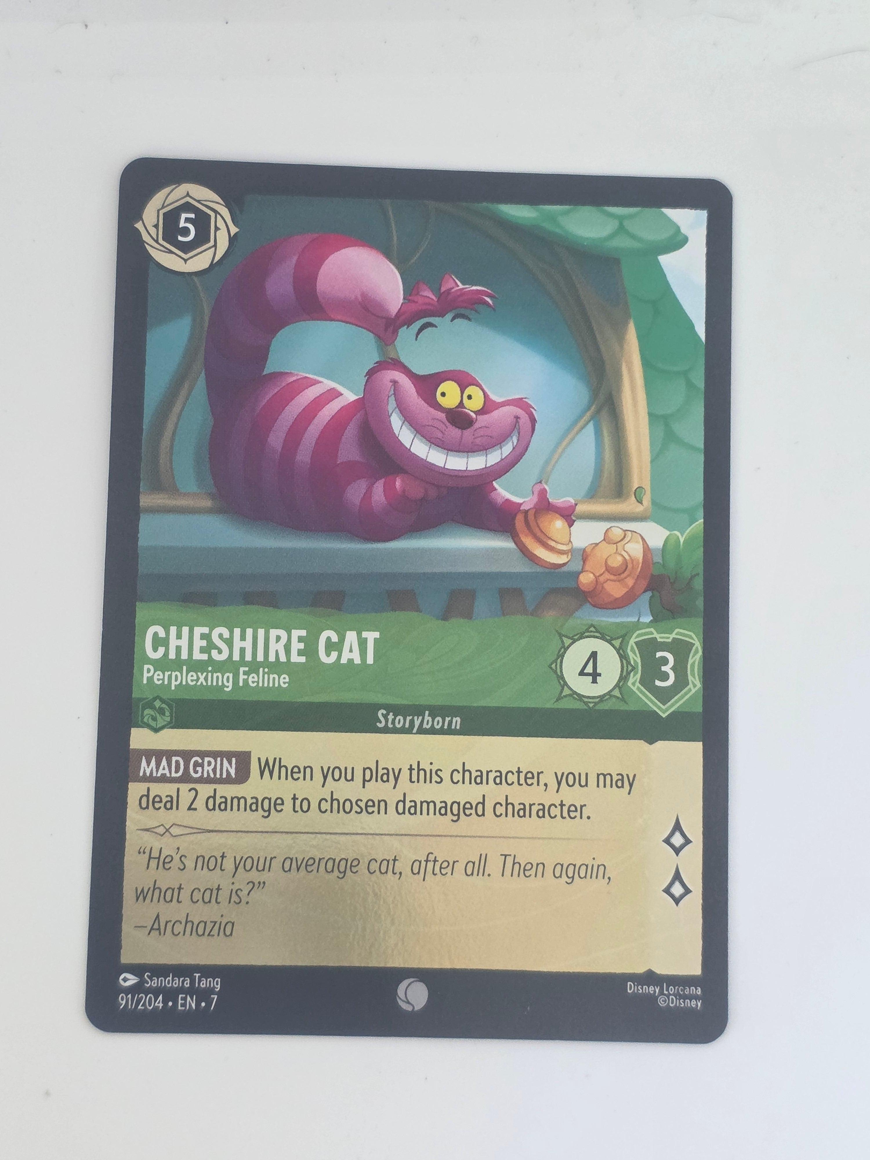 Lorcana Archazia's Island COLDFOIL #91/204 Cheshire Cat Perplexing Feline Common