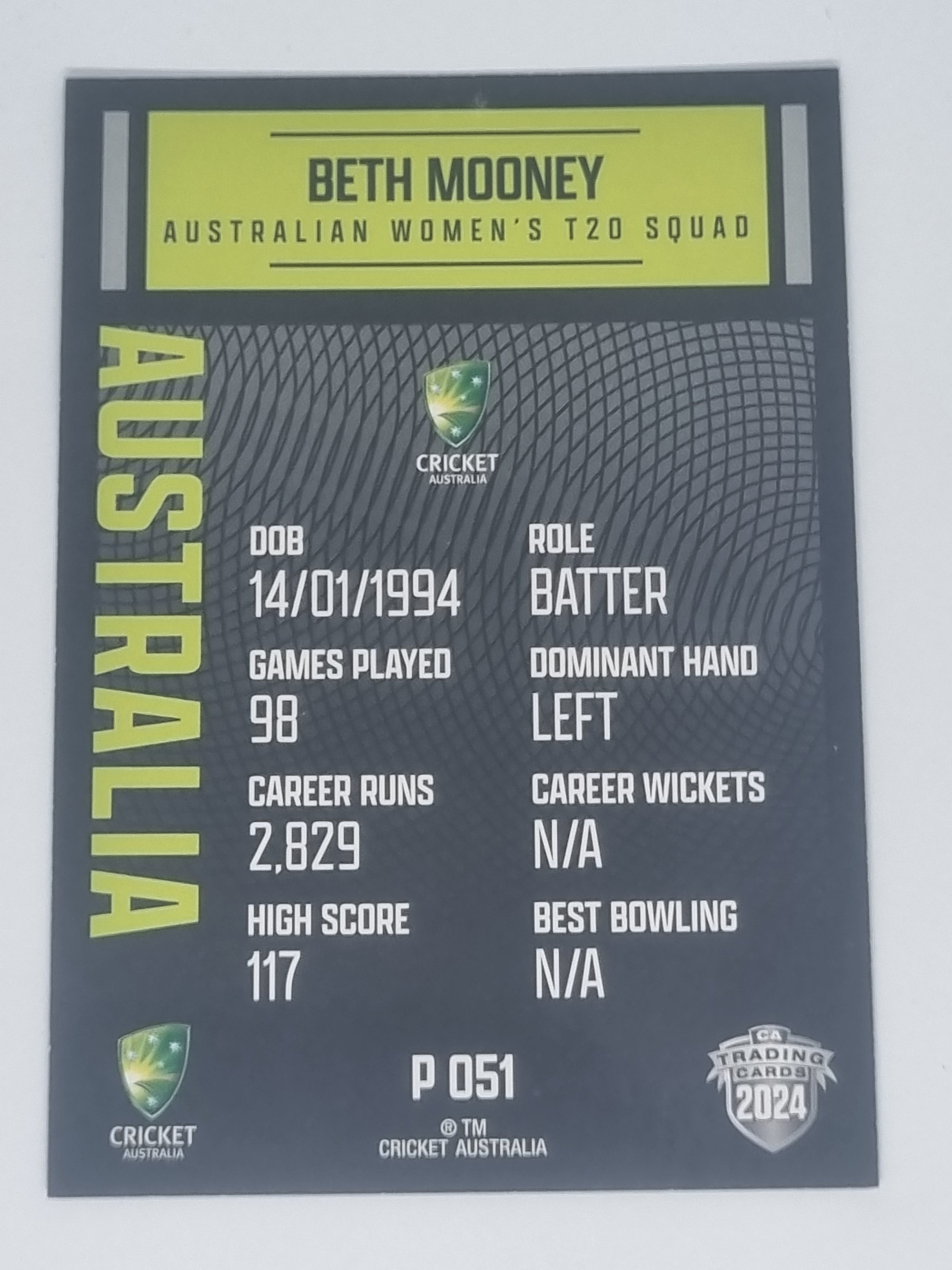 2024-25 LUXE Cricket Traders - Parallel - #P051 - Beth Mooney - Aust T20