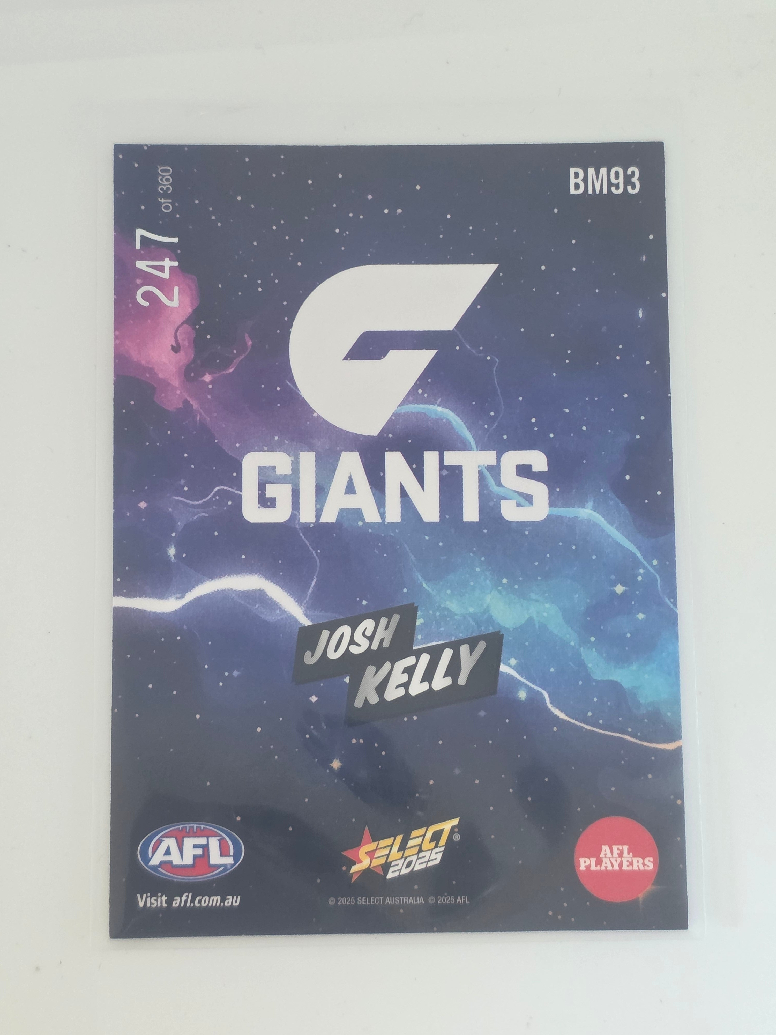 AFL Footy Stars 2025 | Booom | #BM93 | J. Kelly | GWS Giants | #247/360