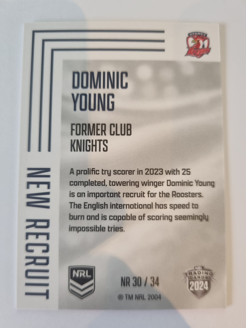 2024 Elite NRL - New Recruit - #NR30 - Dominic Young - Roosters
