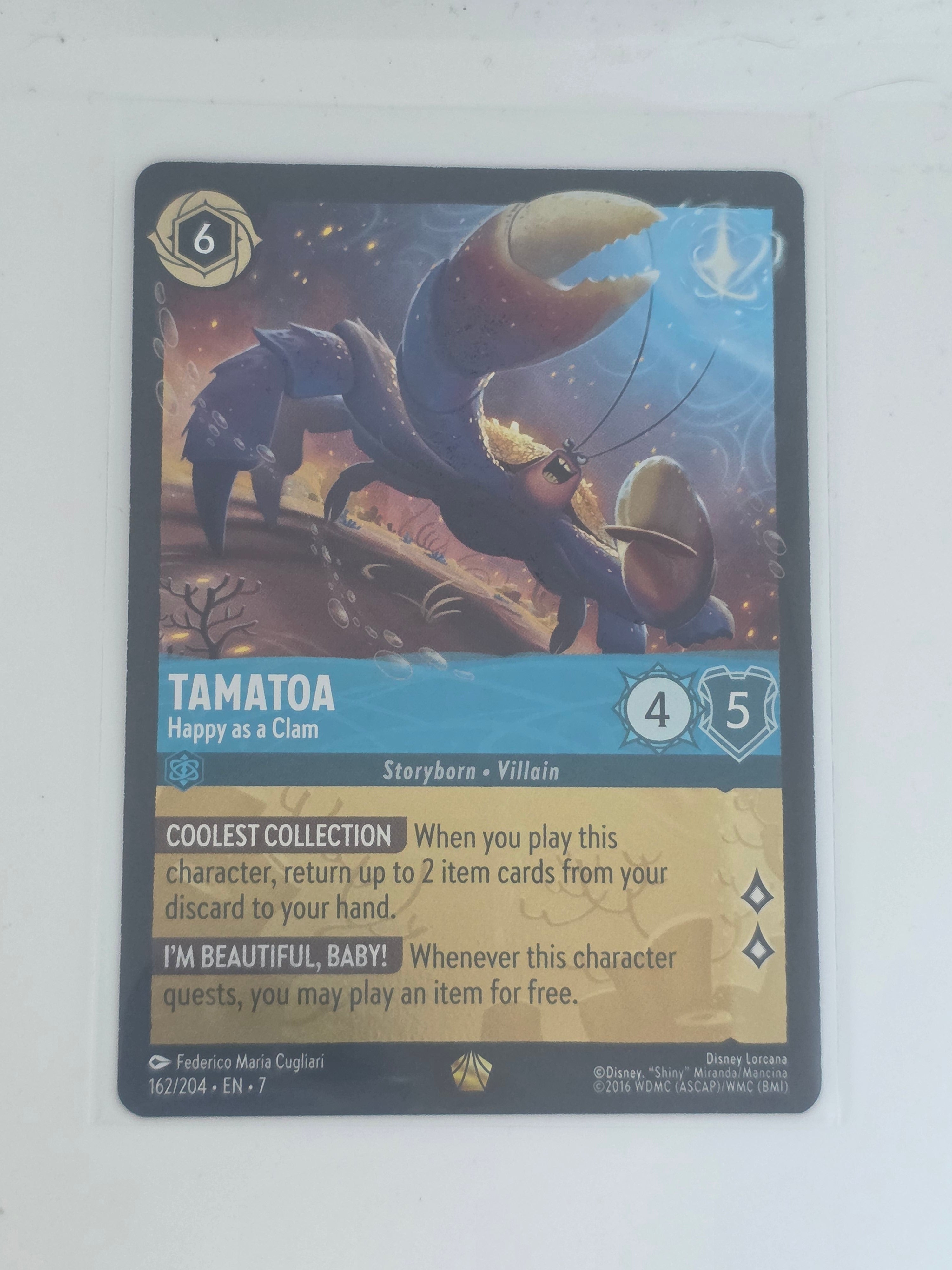 Lorcana Archazia's Island COLDFOIL #162/204 Tamatoa - Happy as a Clam Legendary