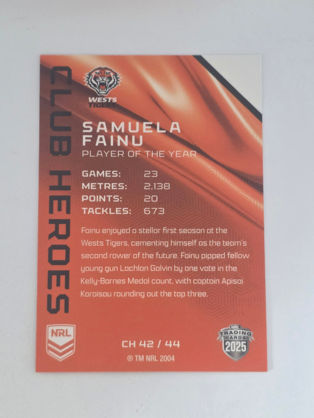 NRL 2025 Traders | Club Heroes | #CH42 | Samuela Fainu | Tigers