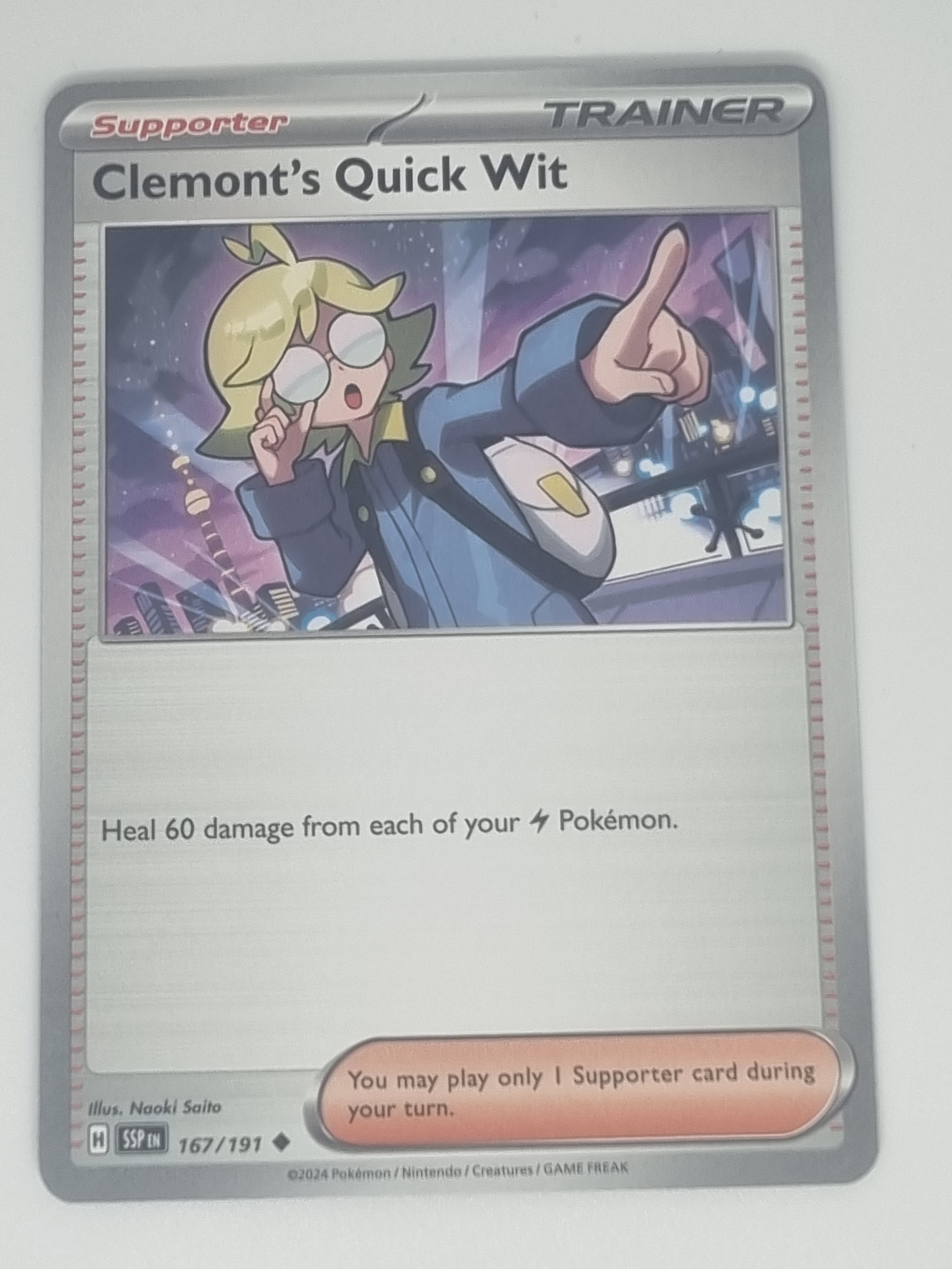 Pokemon TCG - Surging Sparks - #167/191 - Clemont's Quick Wit - Uncommon