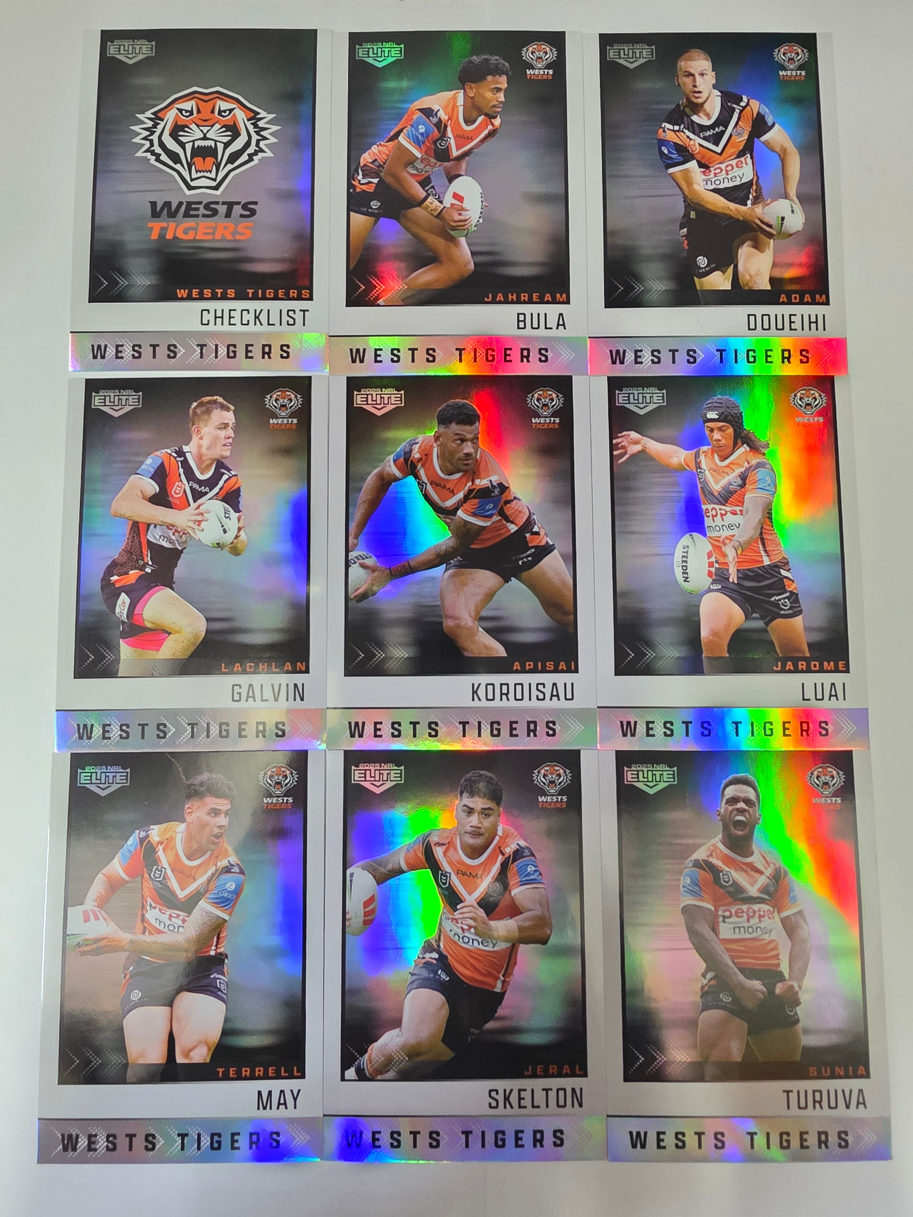 NRL 2025 Elite | Silver Team Set 9 Cards | Tigers