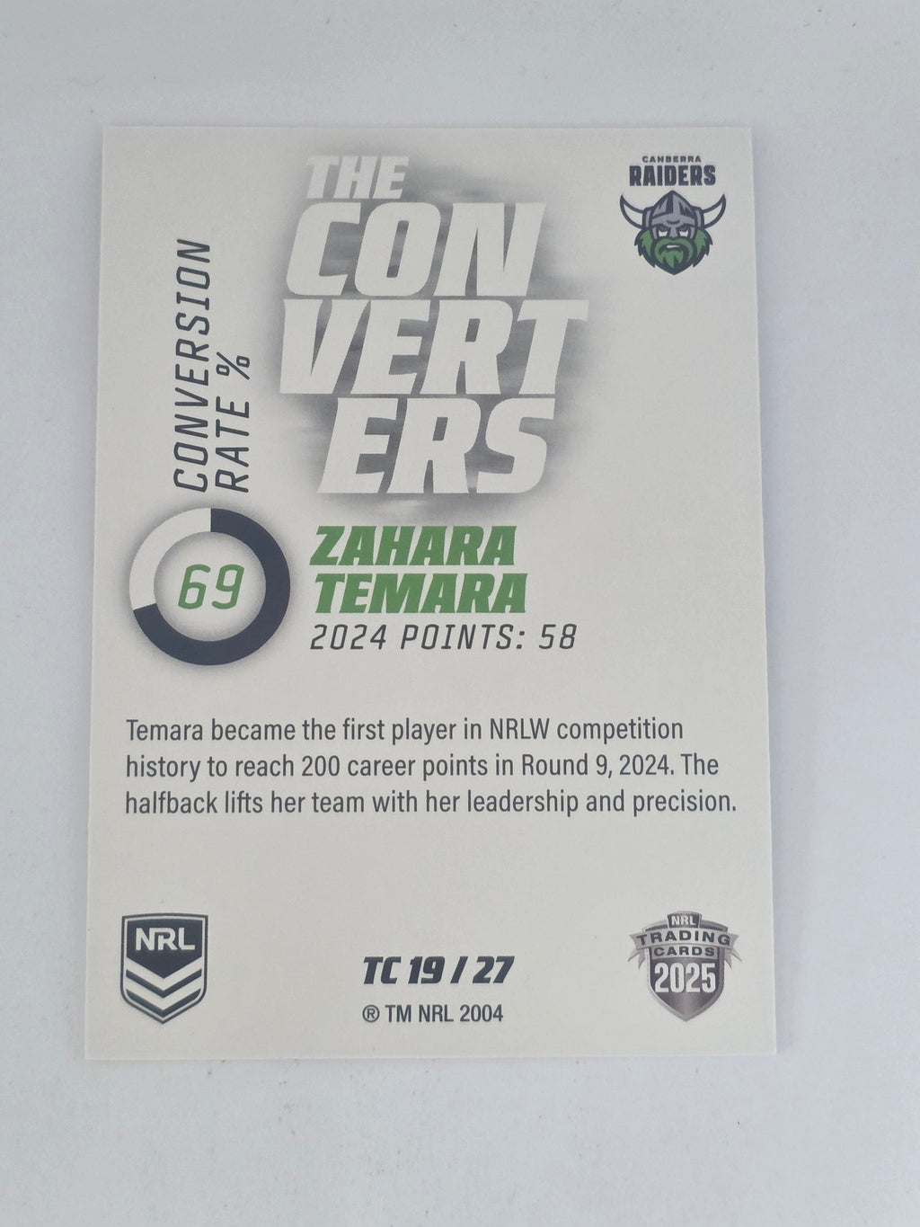 NRL 2025 Traders | Converters | #TC19 | Zahara Temara | Raiders