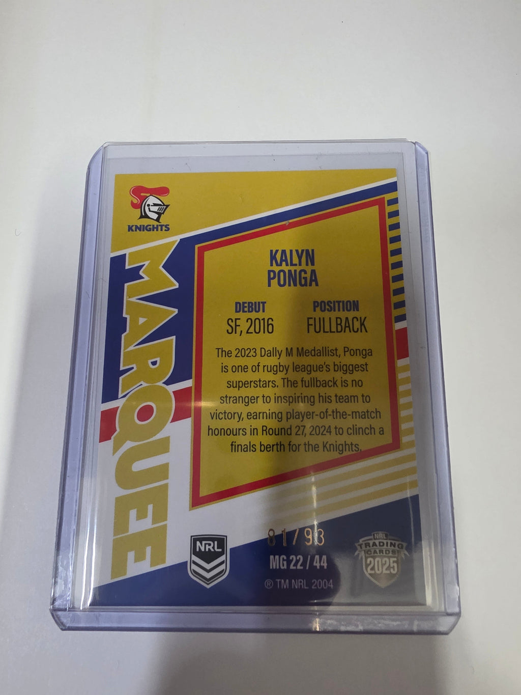 NRL 2025 Elite | Marquee Gold | #MG22 | Kalyn Ponga | #81/93 | Knights