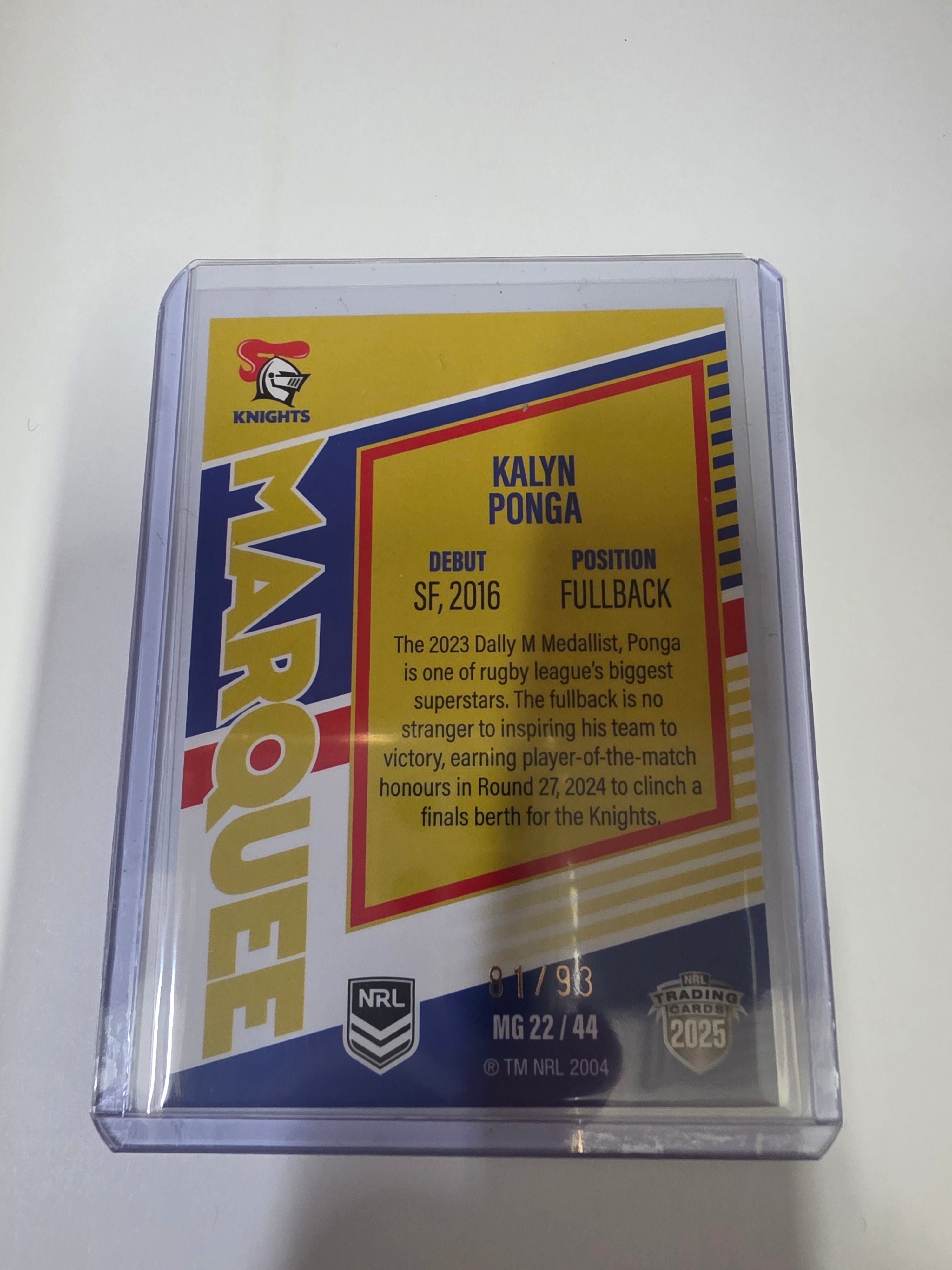 NRL 2025 Elite | Marquee Gold | #MG22 | Kalyn Ponga | #81/93 | Knights