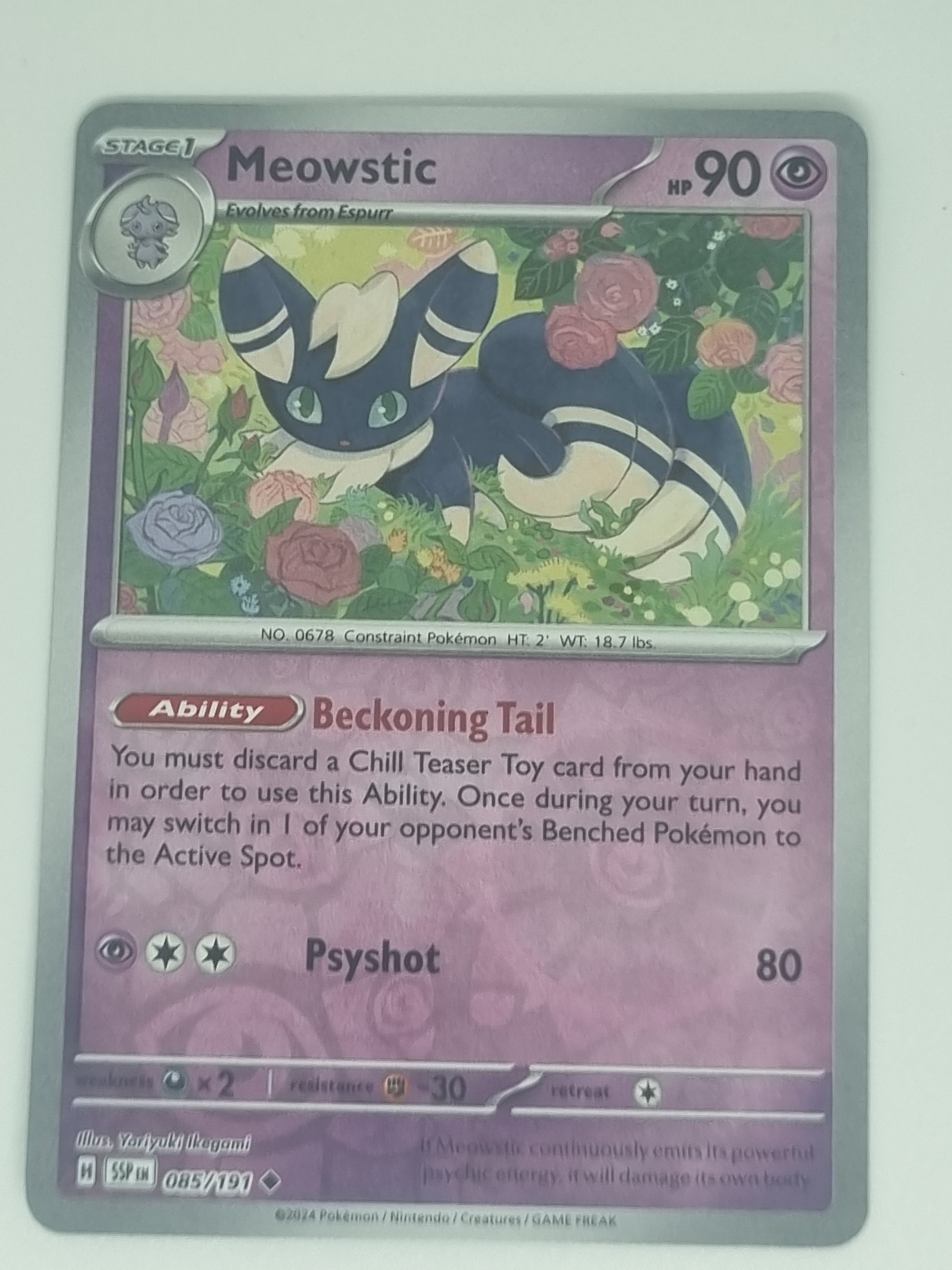 Pokemon TCG - Surging Sparks - #085/191 - Reverse Holo - Meowstic - Uncommon