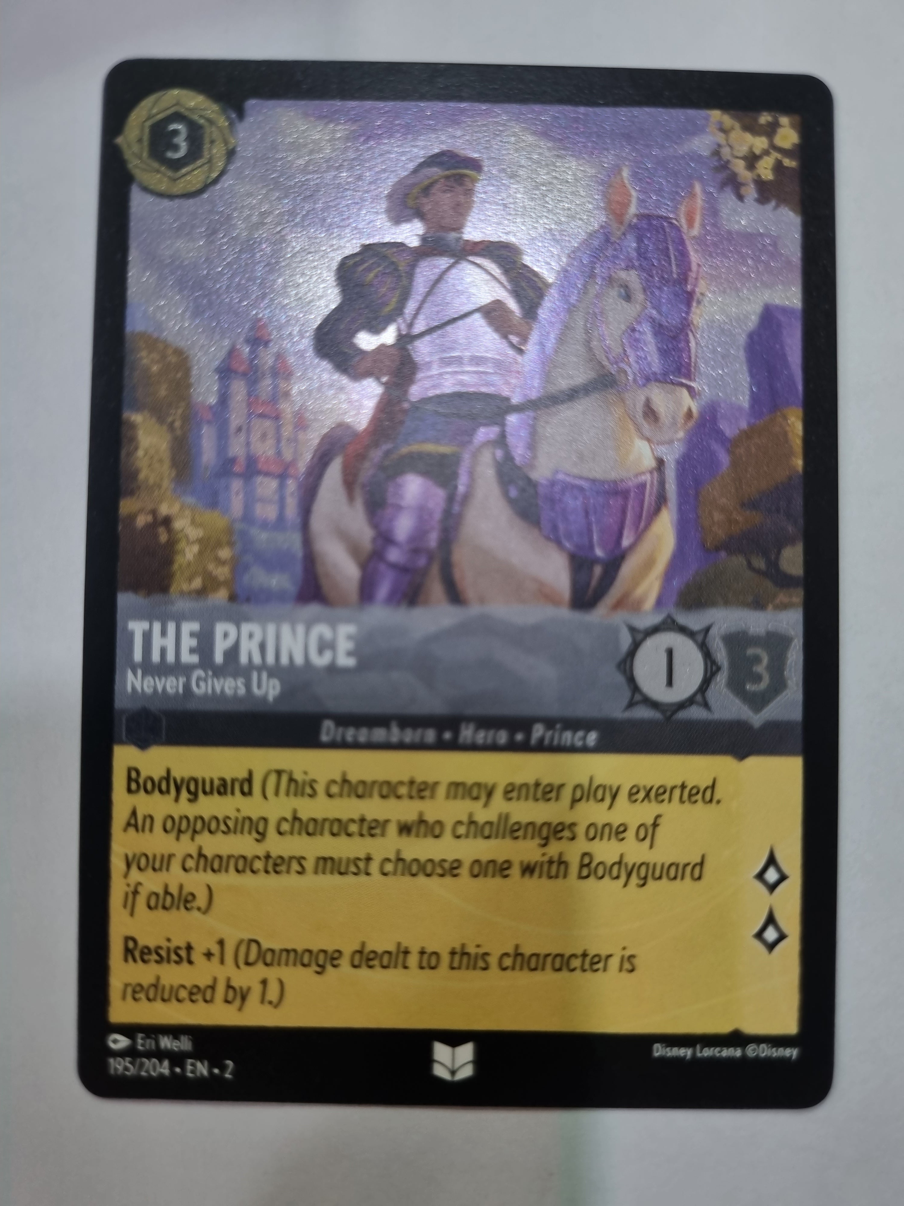 Lorcana - Floodborn - #195/204 - Coldfoil - The Prince - Never Gives Up - Uncommon