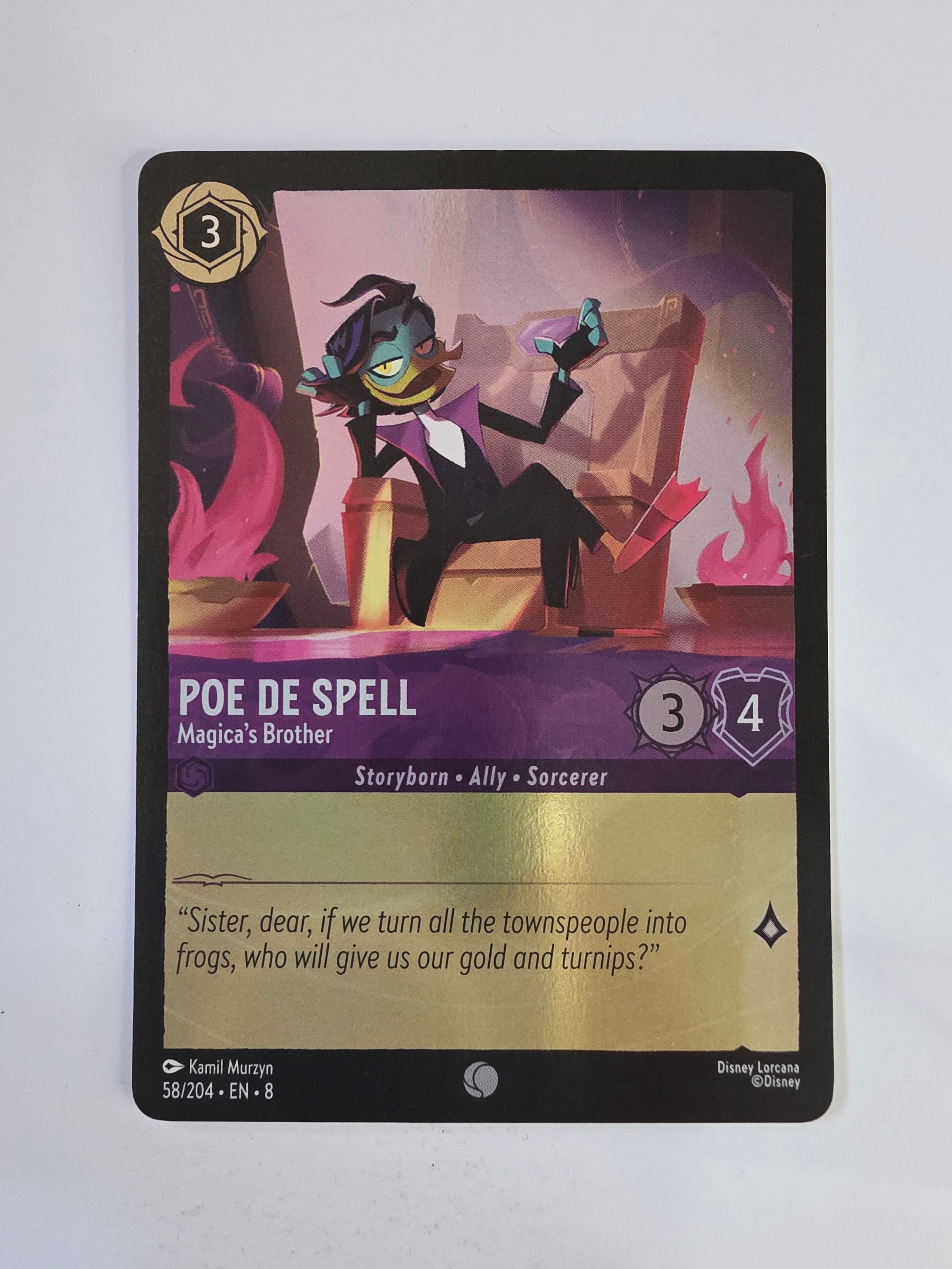 Disney Lorcana Reign of Jafar | Coldfoil | Poe De Spell Magica's Brother | #058 | Common