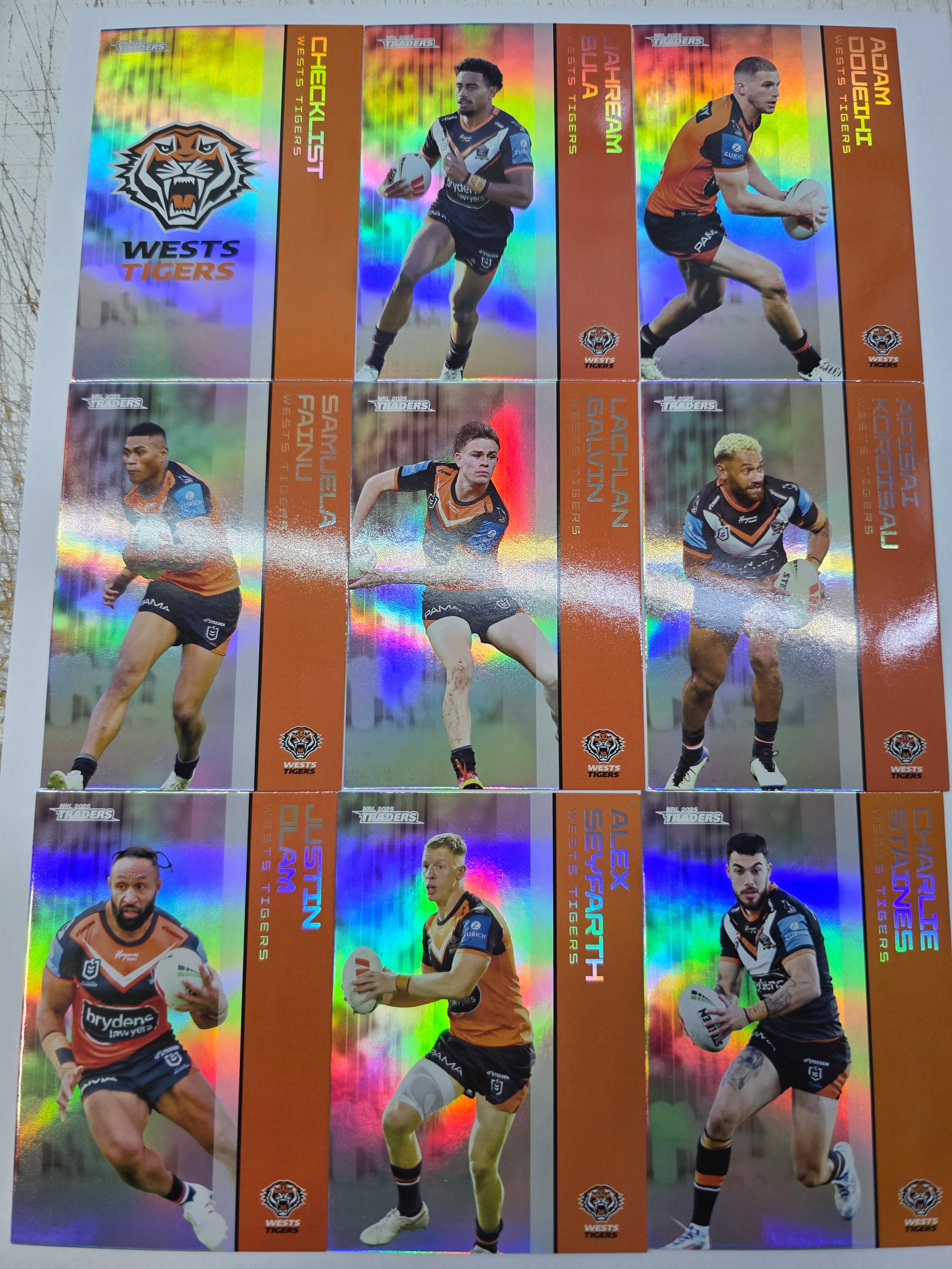 NRL 2025 Traders - Silver Team Set 9 Cards - Tigers