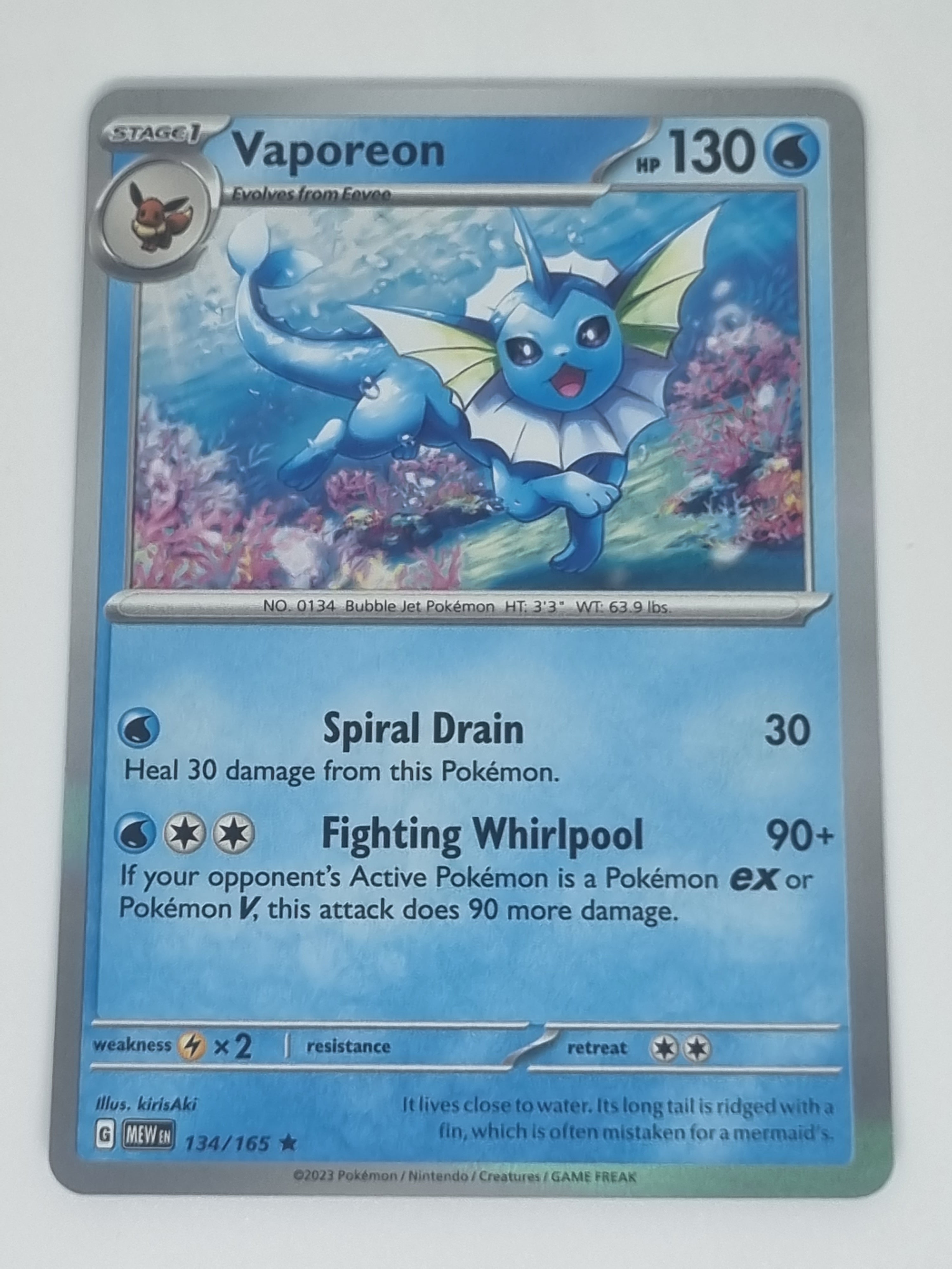 Pokemon TCG - Pokemon 151 - #134/165 - Vaporeon - Rare