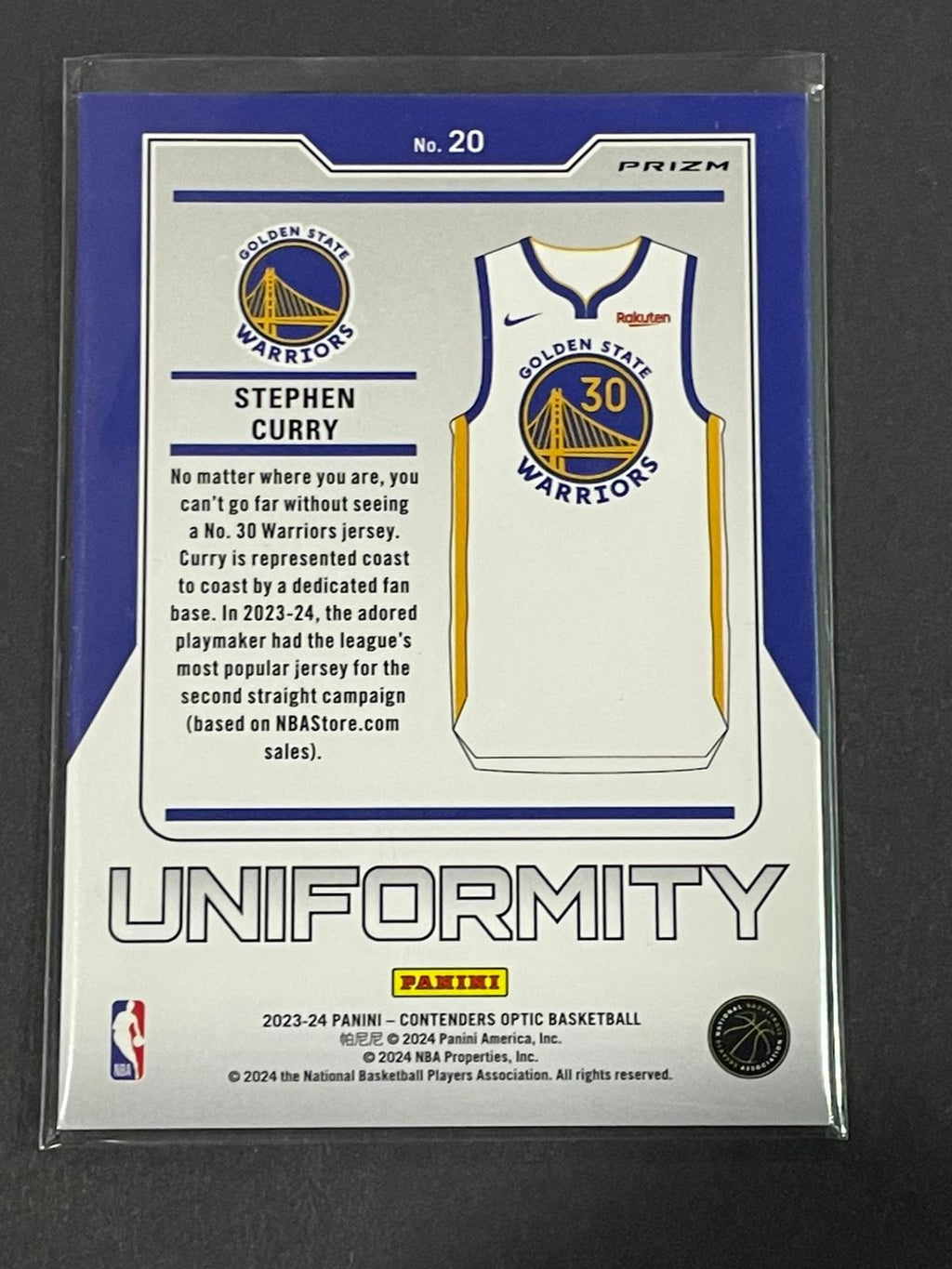 23-24 NBA Contenders Optics Stephen Curry Uniformity #20 (International Red)