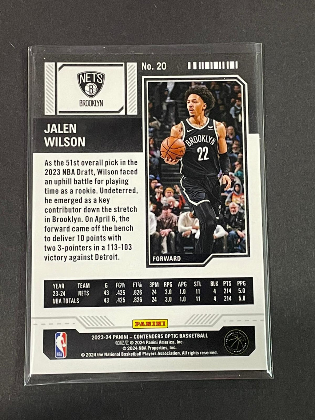 23-24 NBA Contenders Optic Season Ticket #20 Jalen Wilson (Base - Silver)