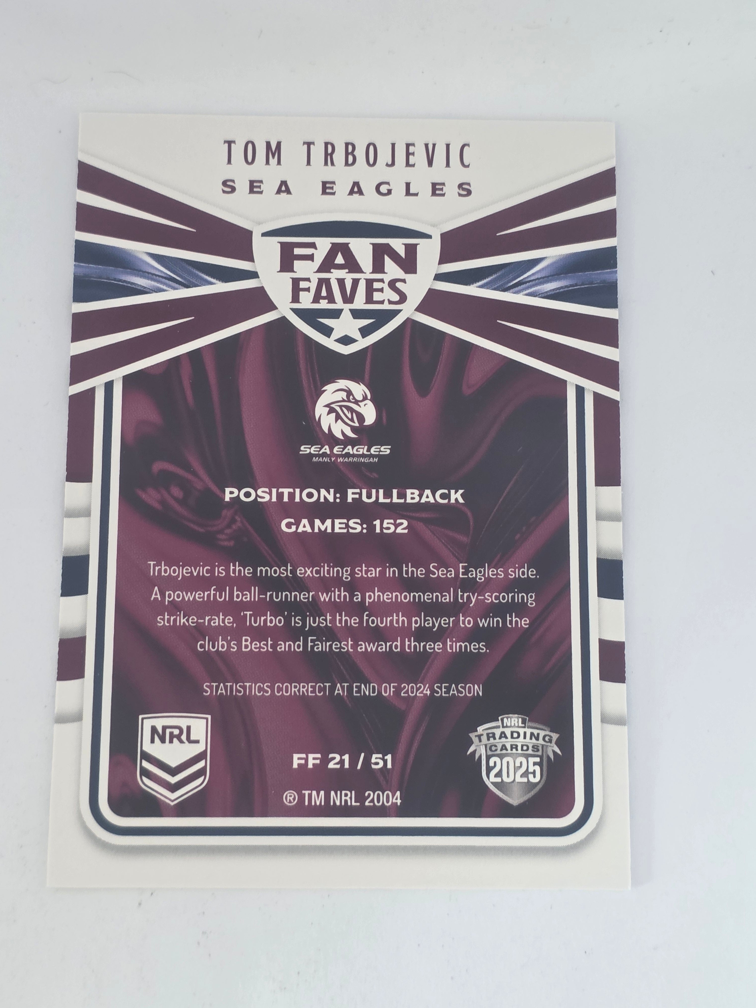 NRL 2025 Traders | Fan Favourites | #FF21 | Tom Trbojevic | Sea-Eagles