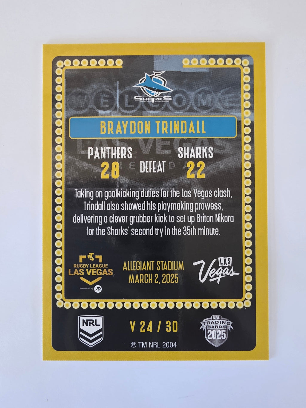 NRL 2025 Elite | 2025 Vegas Round | #V24 | Braydon Trindall | Sharks