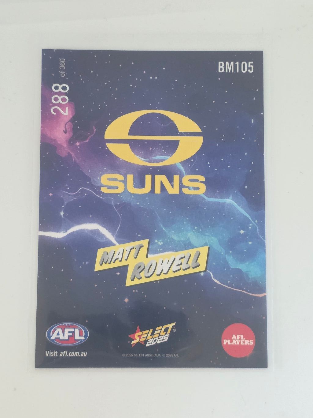 AFL Footy Stars 2025 | Booom | #BM105 | M. Rowell | Gold Coast Suns | #288/360