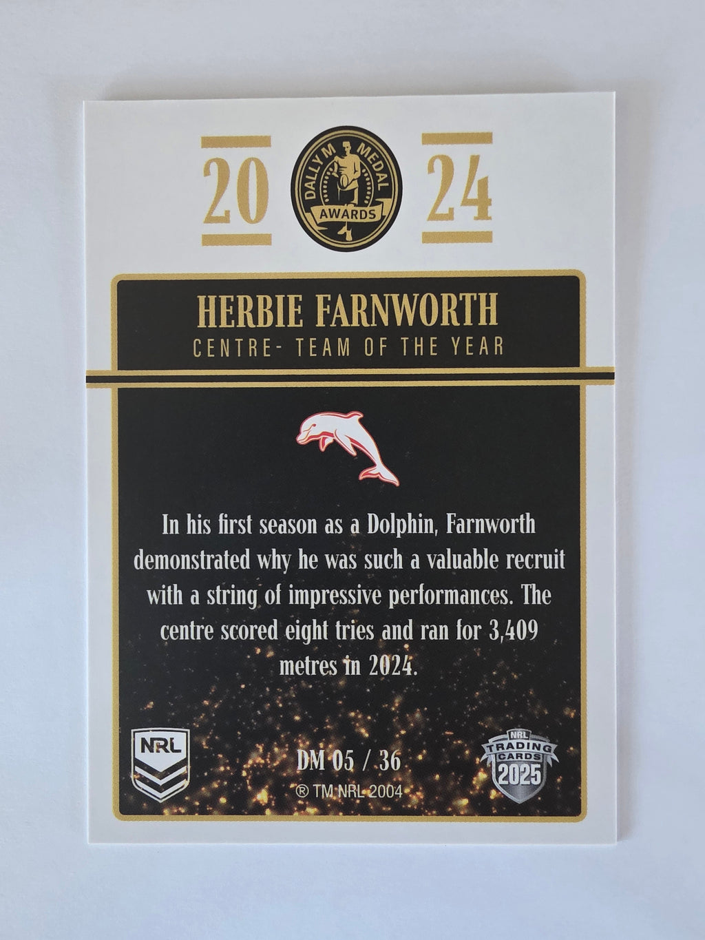 NRL 2025 Elite | 2024 Dally M Awards | #DM05 | Herbie Farnworth | Dolphins