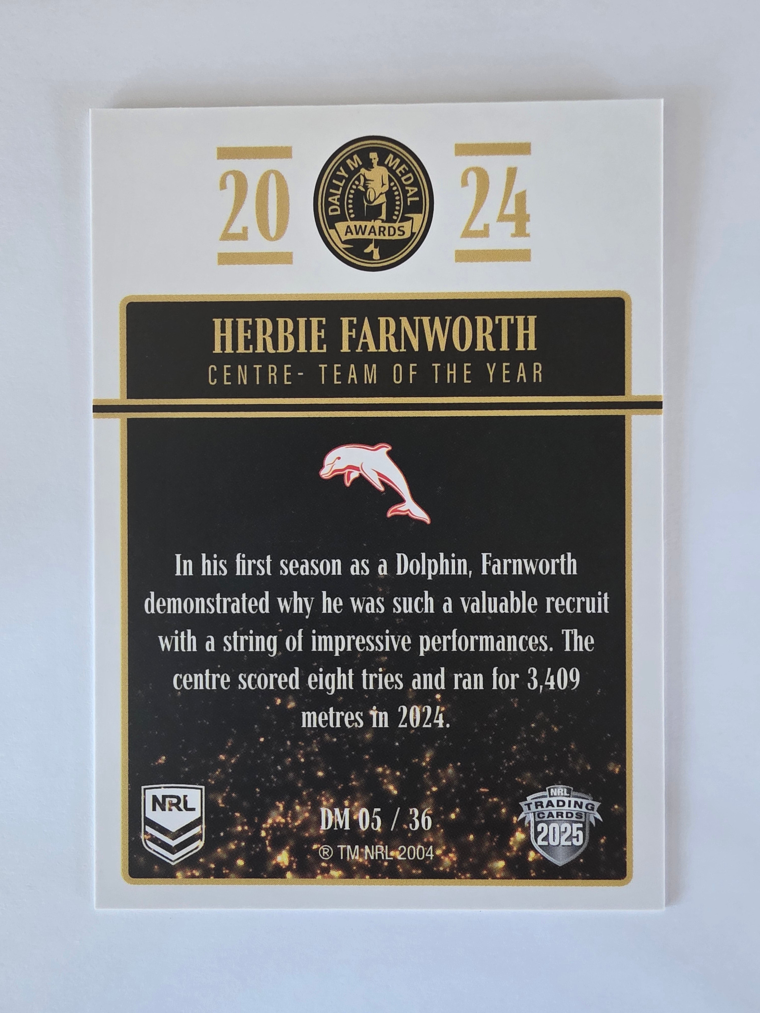 NRL 2025 Elite | 2024 Dally M Awards | #DM05 | Herbie Farnworth | Dolphins