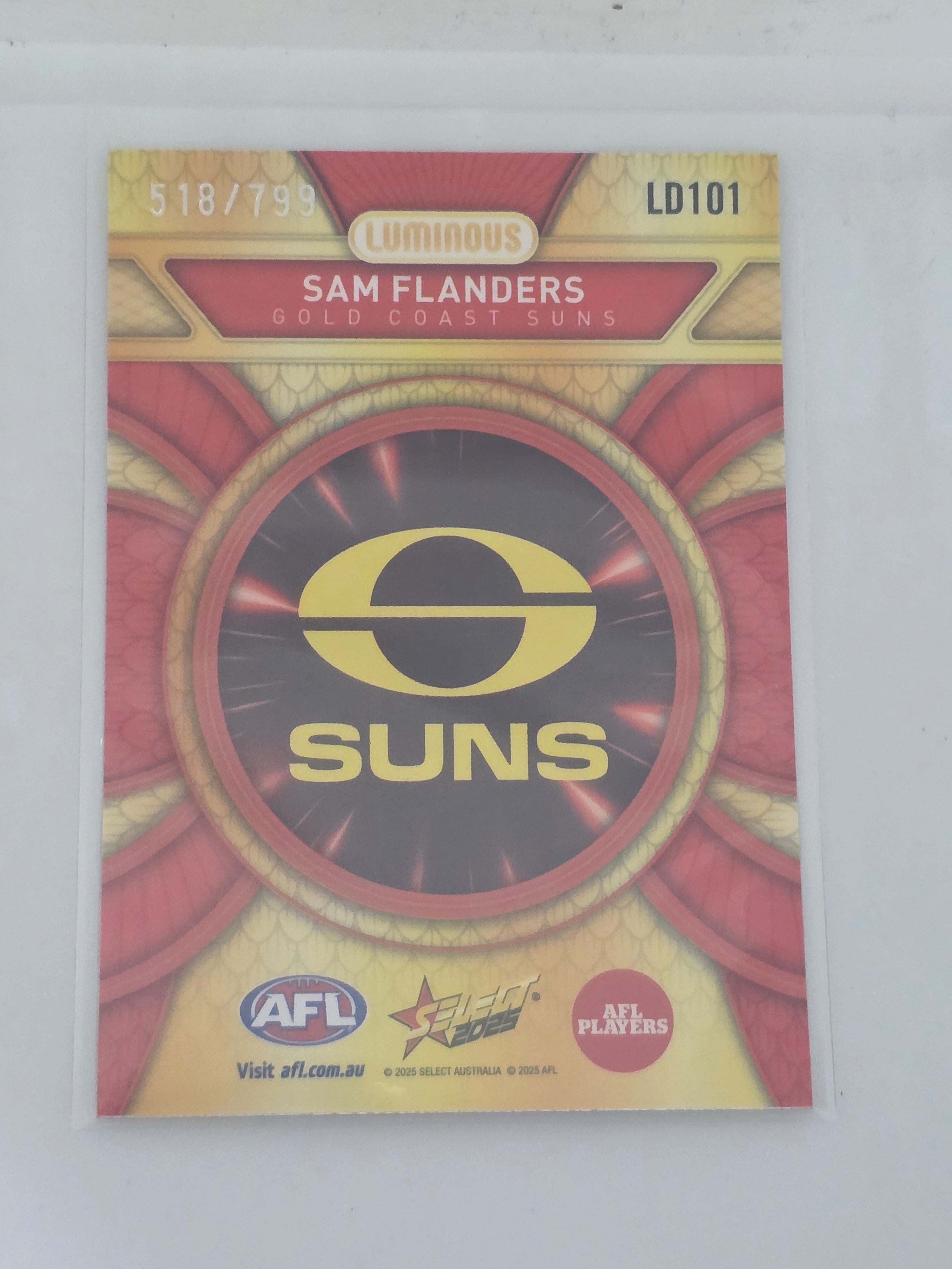AFL Footy Stars 2025 Luminous Dragon Scales #LD101 S. FLANDERS Suns #518/799