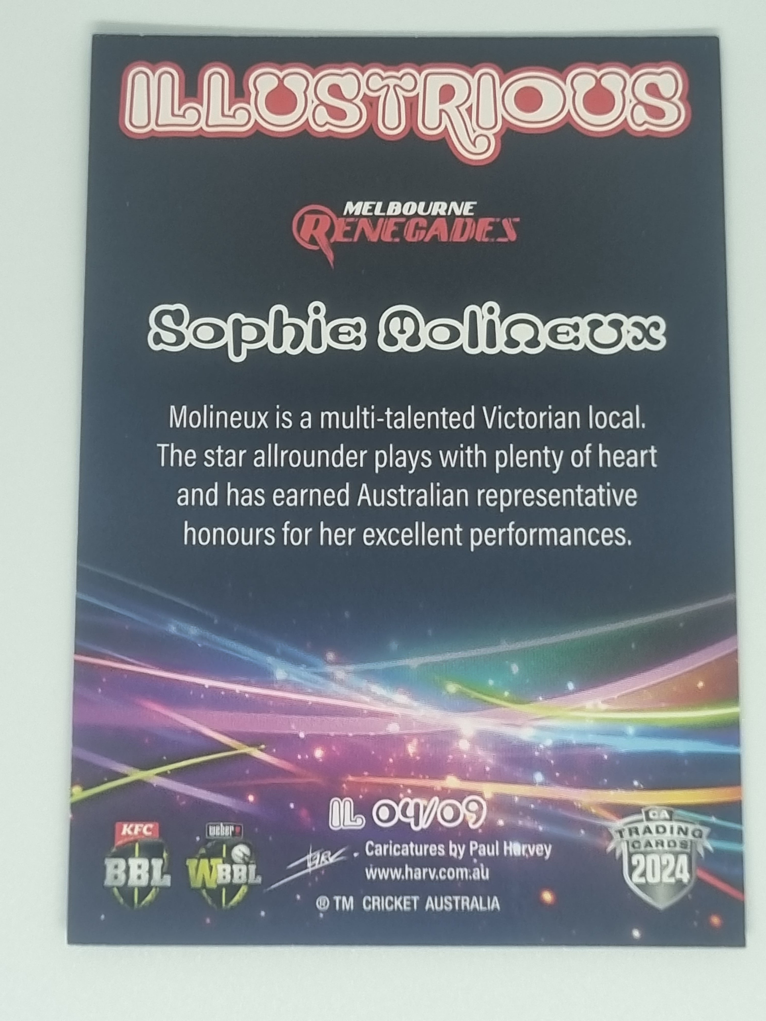 2024-25 LUXE Cricket Traders - Illustrious - #IL04 - Sophie Molineux - Renegades