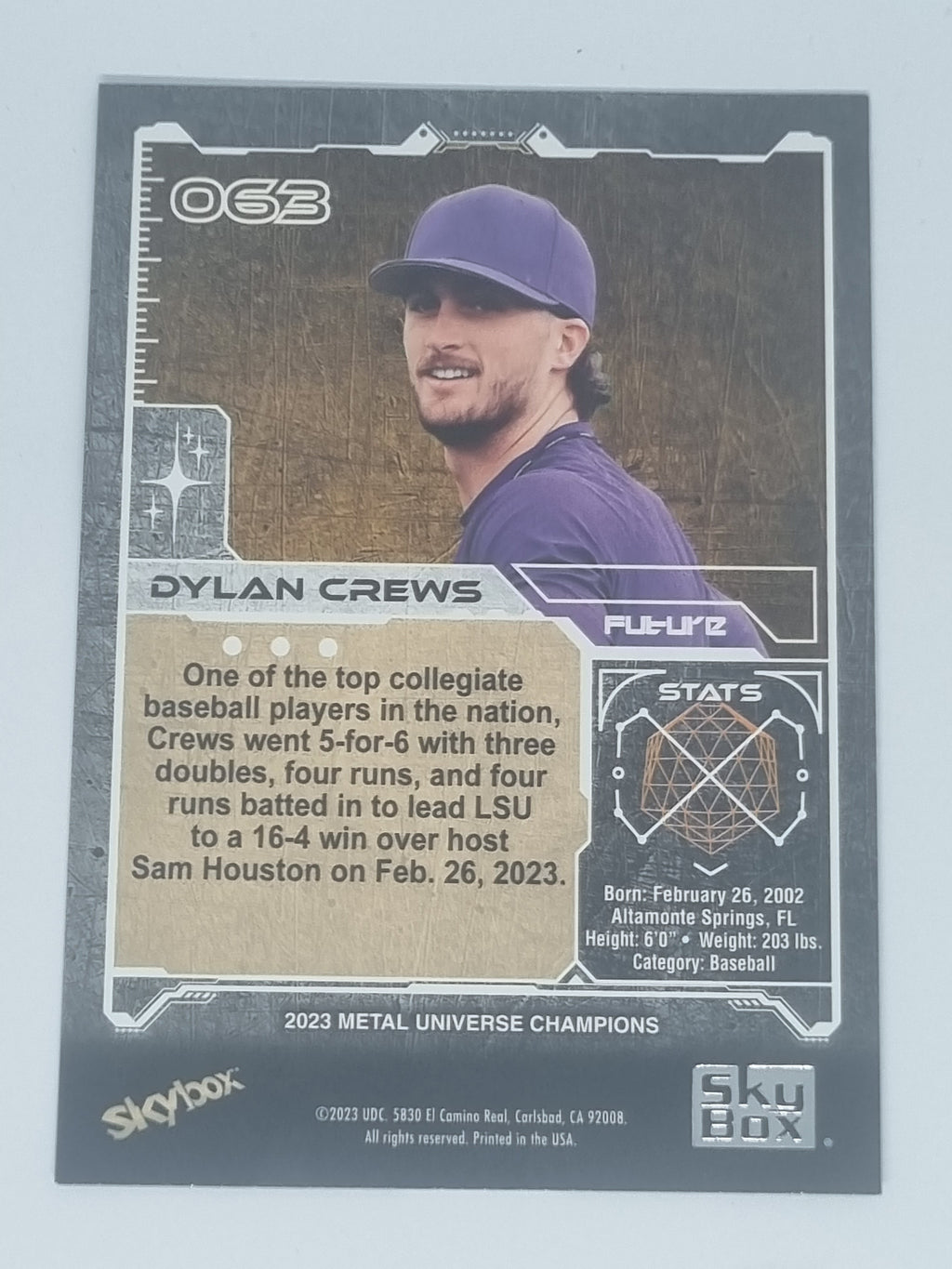 2023 Skybox Metal Universe Champions - #063 - Dylan Crews