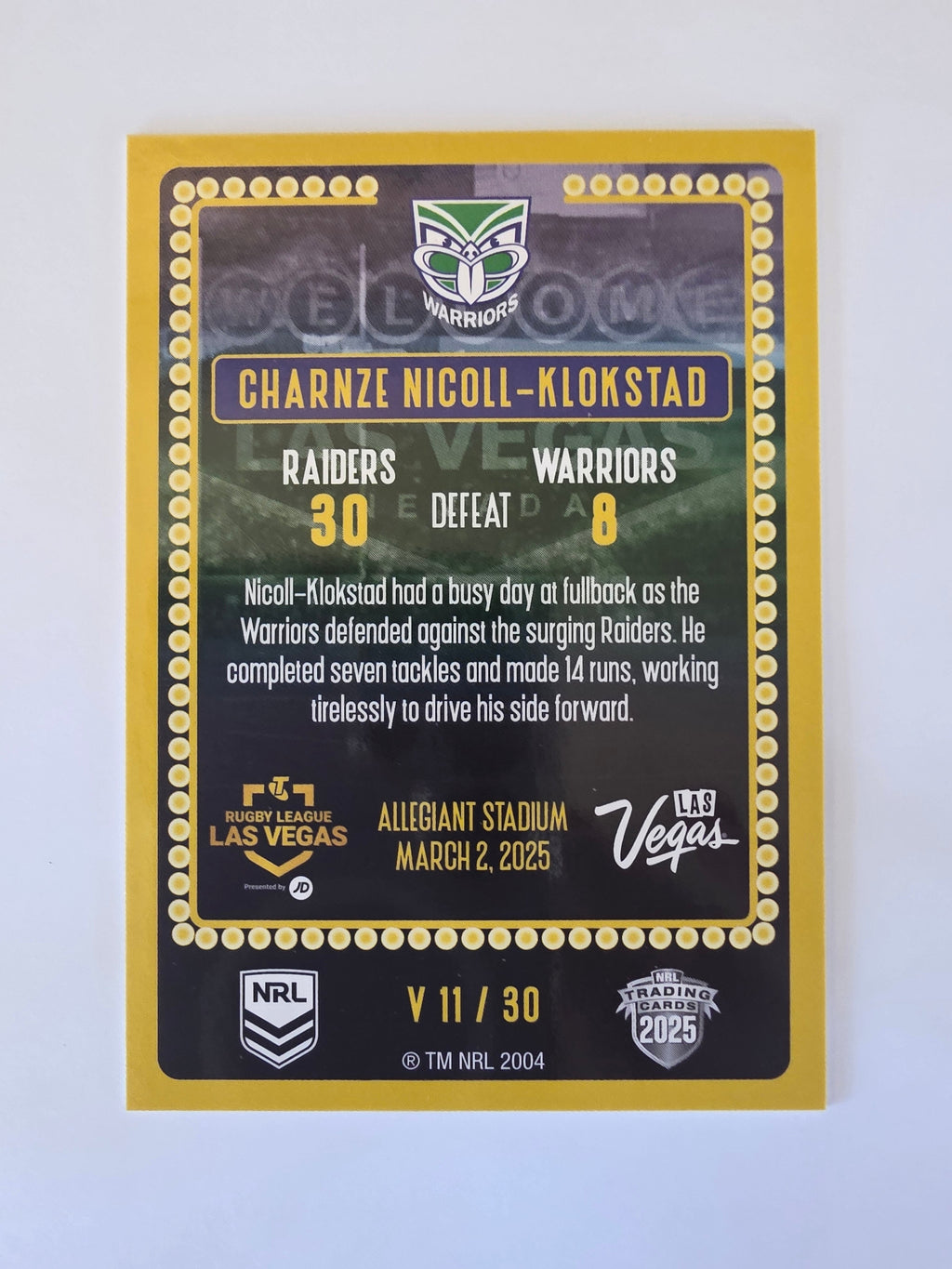 NRL 2025 Elite | 2025 Vegas Round | #V11 | Charnze Nicoll-Klokstad | Warriors