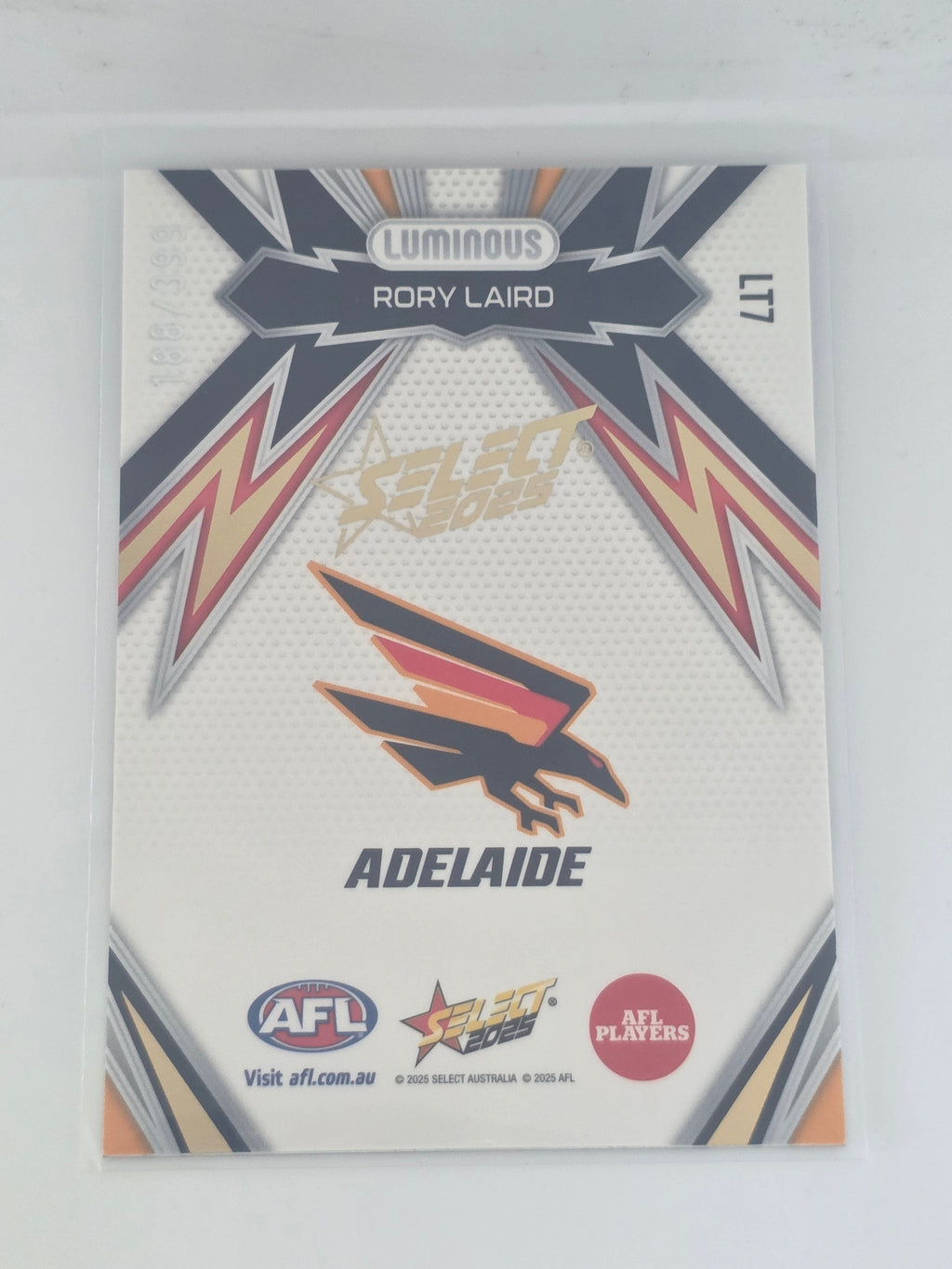 AFL Footy Stars 2025 Luminous Thunderbolt Gold #LT7 R. Laird Adelaide #188/399