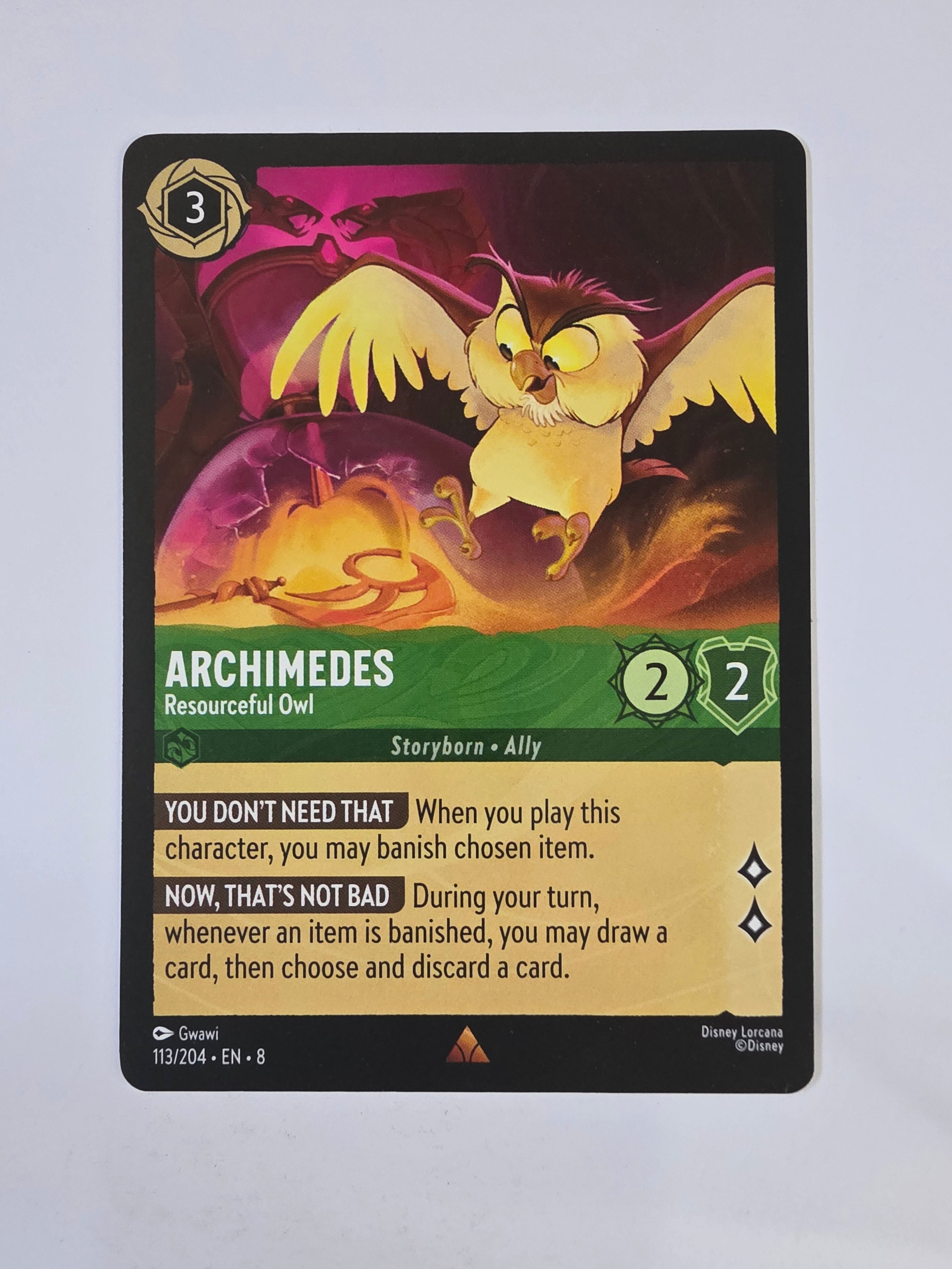 Disney Lorcana Reign of Jafar | Archimedes Resourceful Owl | #113 | Rare