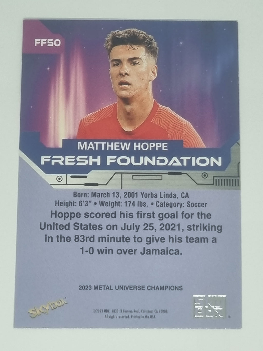2023 Skybox Metal Universe Champions - Fresh Foundations - #FF50 - Matthew Hoppe