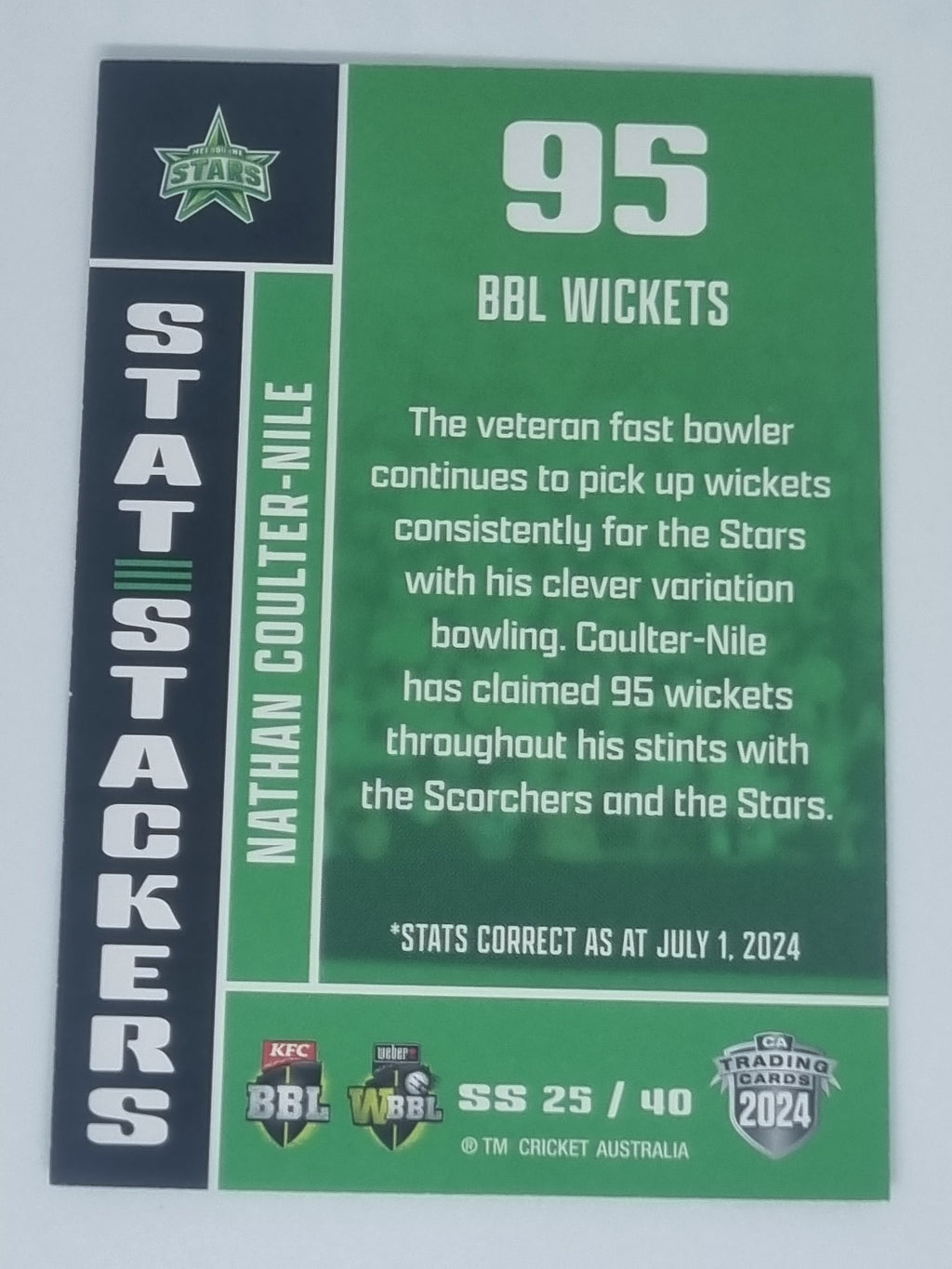 2024-25 LUXE Cricket - Stat Stackers - #SS25 - Nathan Coulter-Nile - Stars