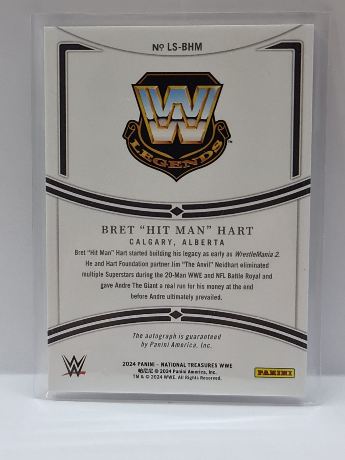 WWE Panini 2024 National Treasures | Legendary Signatures | LS-BHM | Bret Hit Man Hart | #08/10