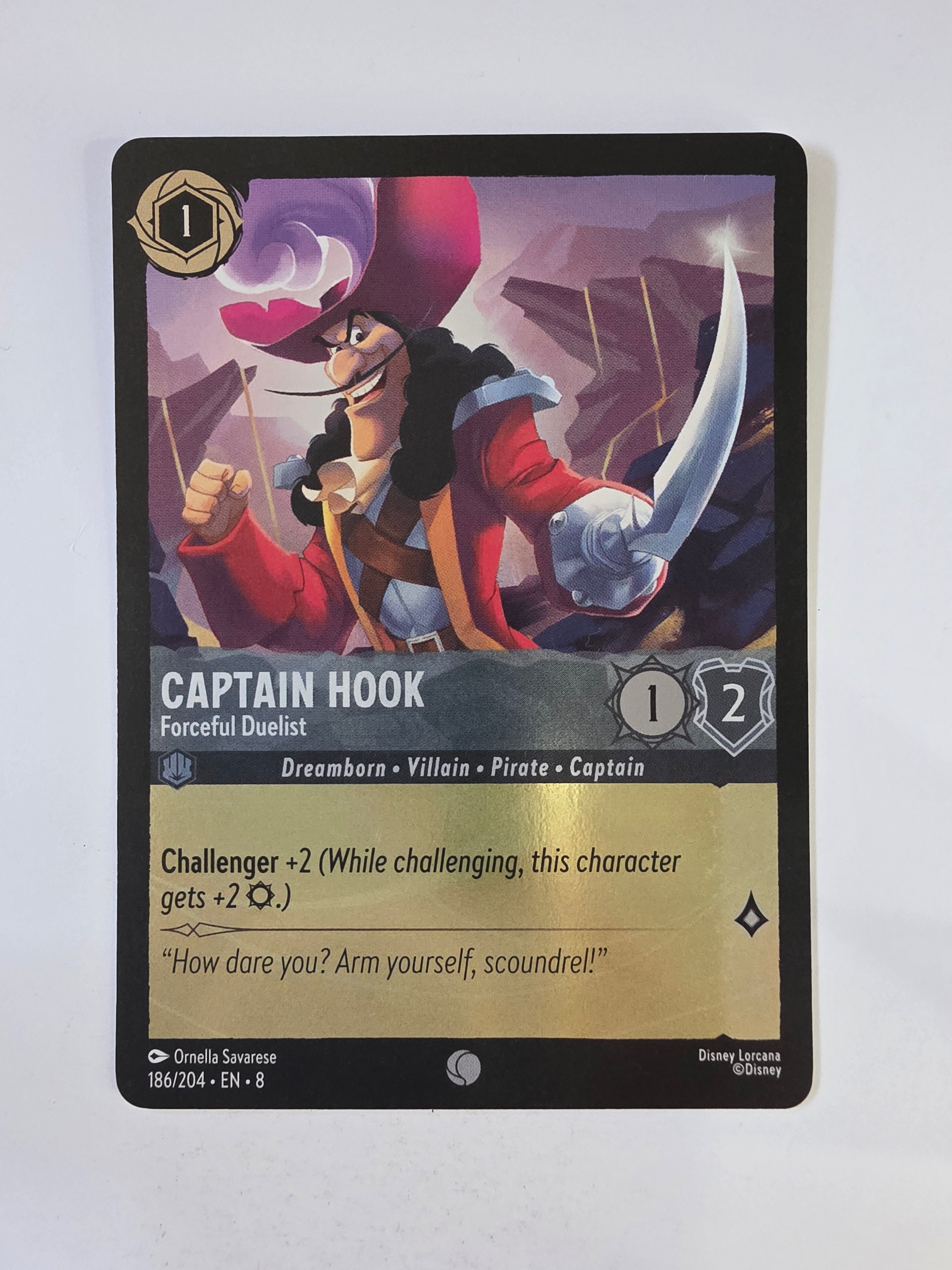 Disney Lorcana Reign of Jafar | Coldfoil | Captain Hook Forceful Duelist | #186 | Common