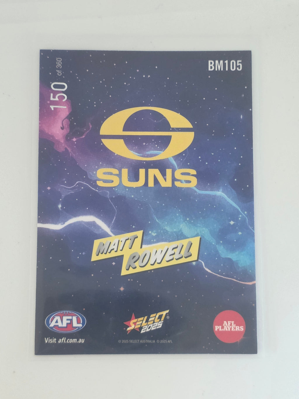 AFL Footy Stars 2025 | Booom | #BM105 | M. Rowell | Gold Coast Suns | #150/360