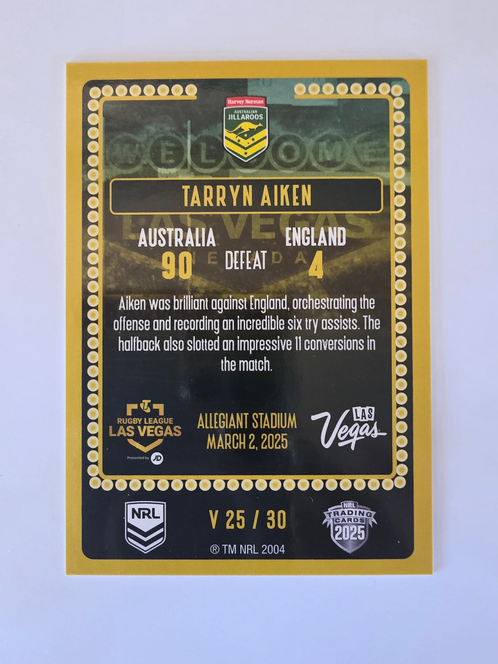 NRL 2025 Elite | 2025 Vegas Round | #V25 | Tarryn Aiken | Jillaroos