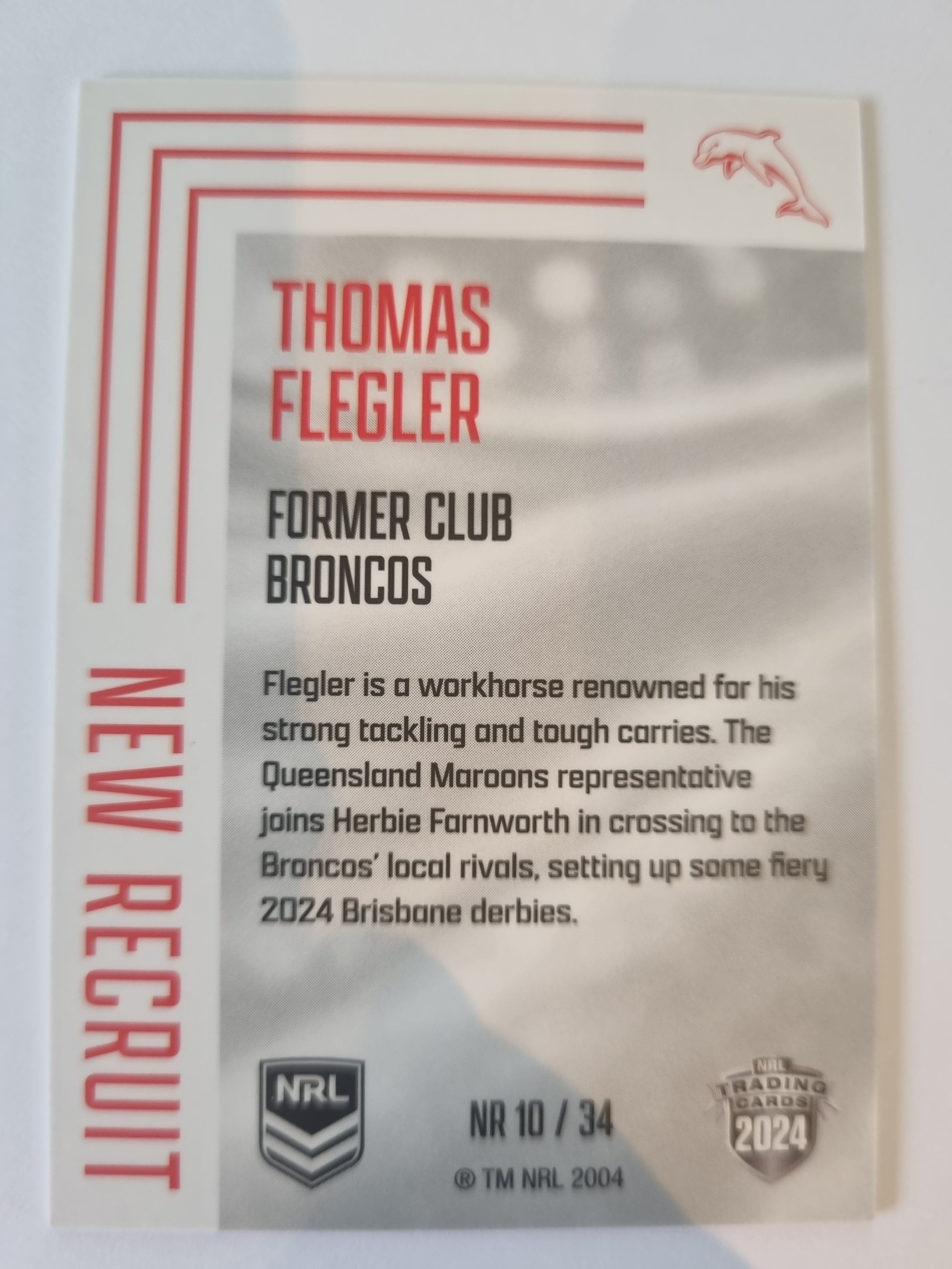 2024 Elite NRL - New Recruit - #NR10 - Thomas Flegler - Dolphins