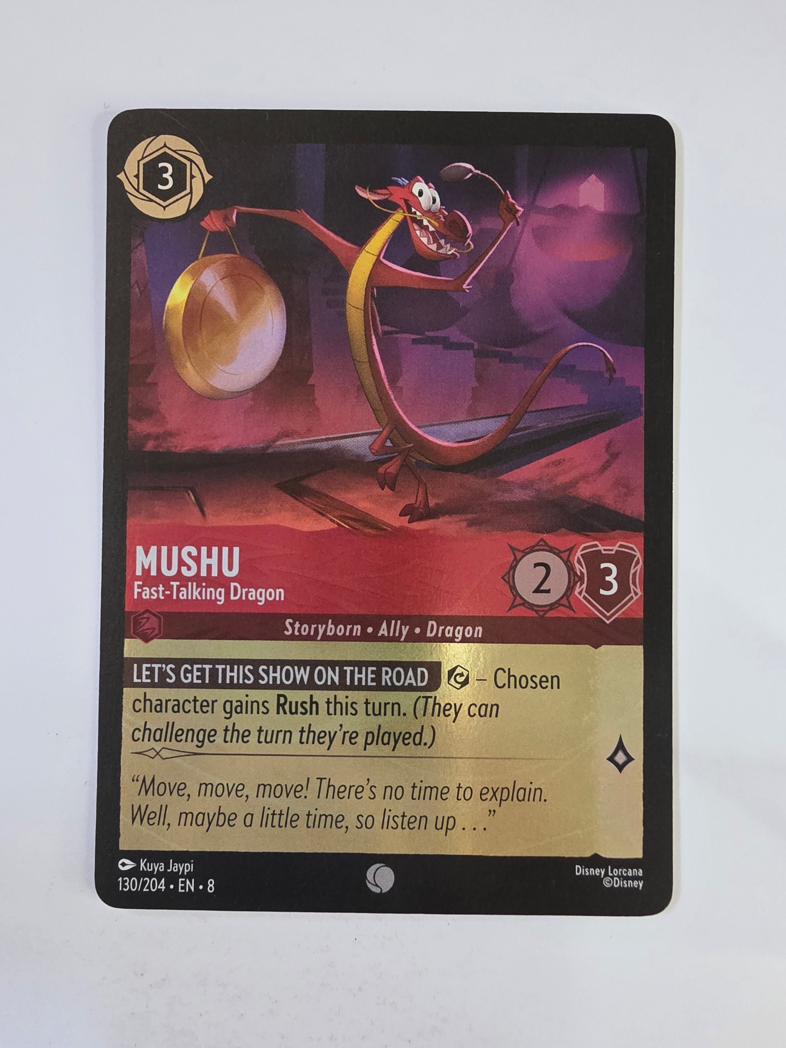 Disney Lorcana Reign of Jafar | Coldfoil | Mushu Fast-Talking Dragon | #130 | Common