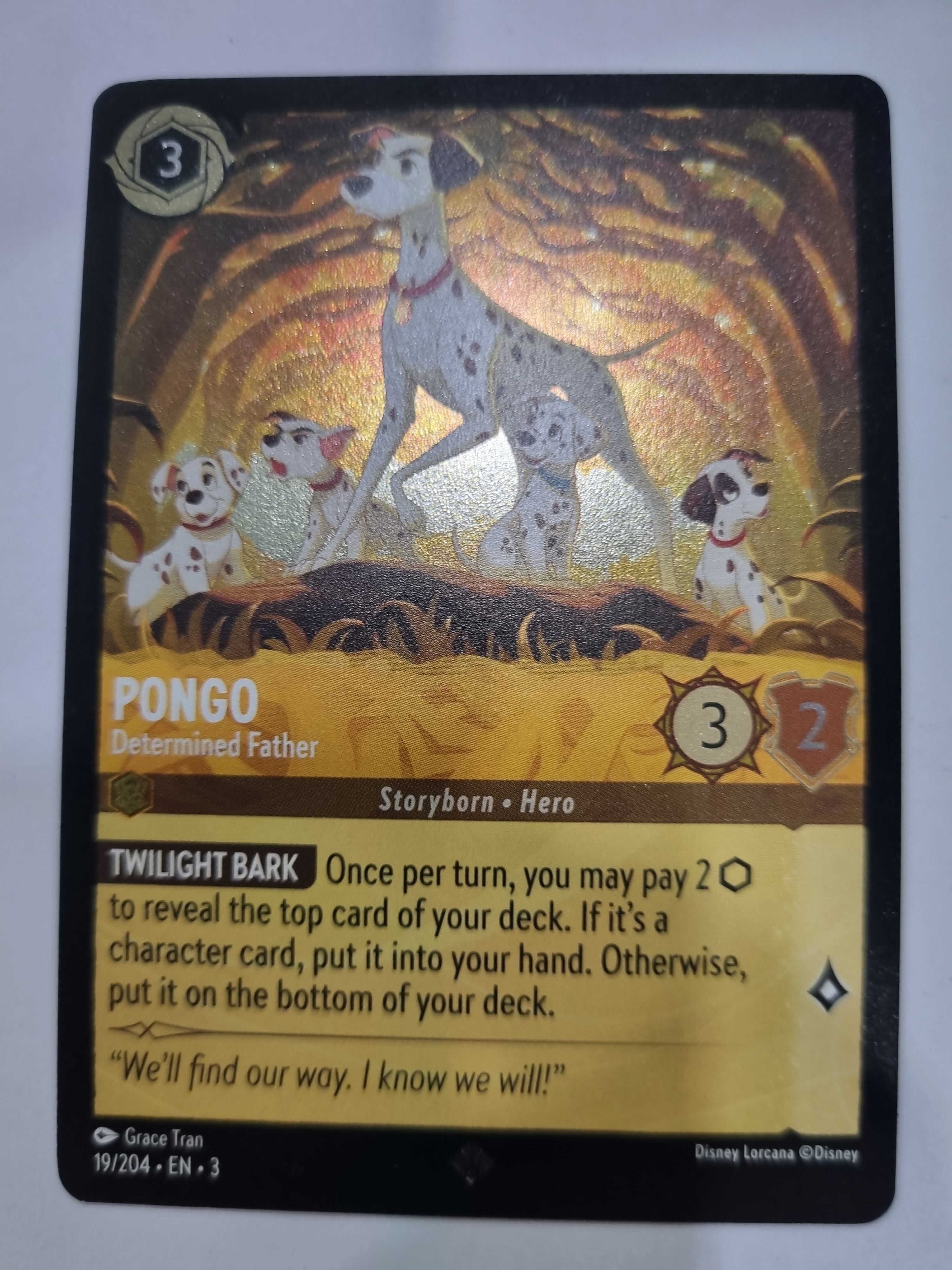 Into the Inklands Coldfoil Pongo - Determined Father - 019/204 Super Rare